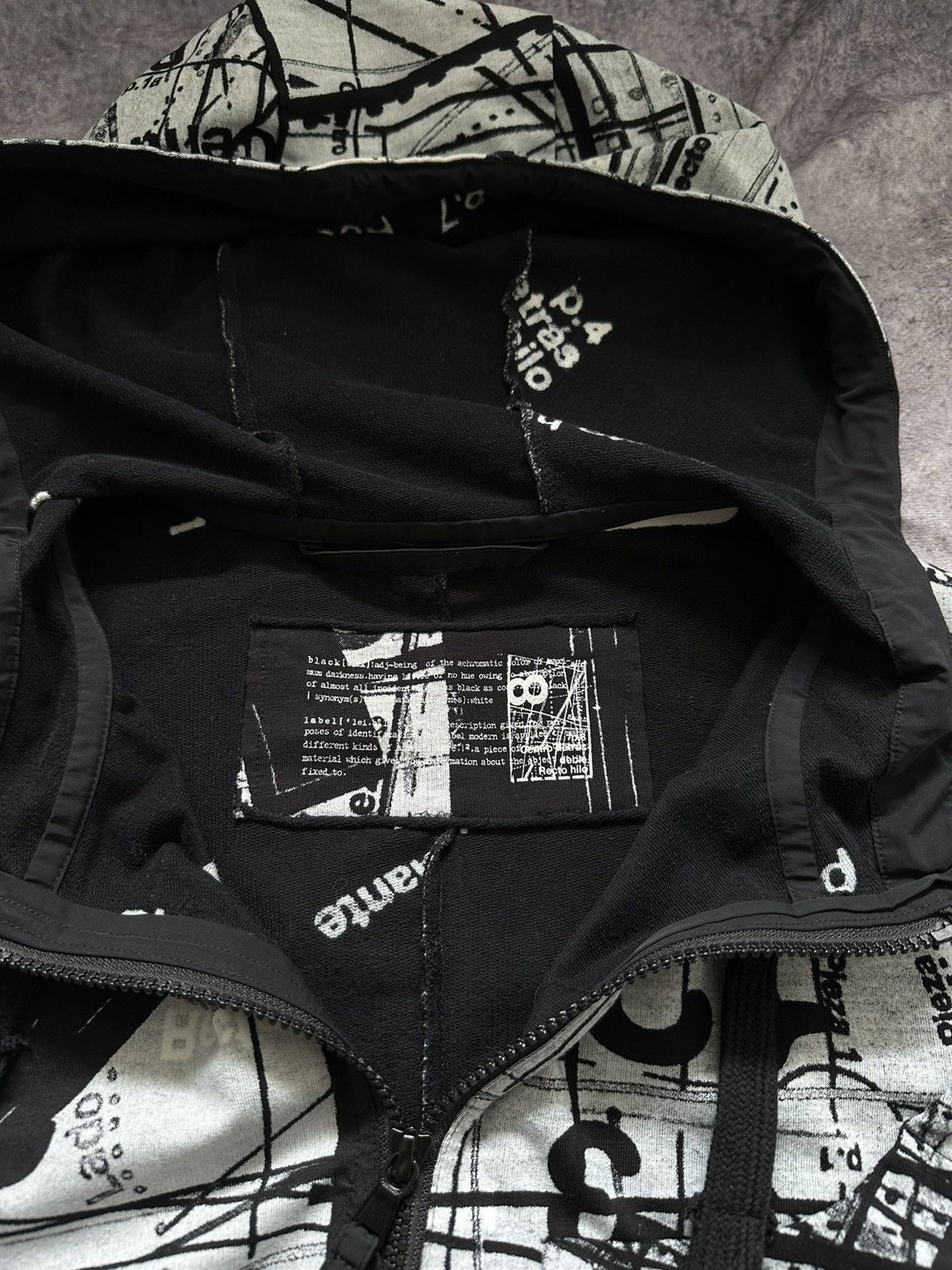 Rundholz RUNDHOLZ BLACK LABEL Patterned Zip Hoodie Black / White Size ONE SIZE - 9 Thumbnail