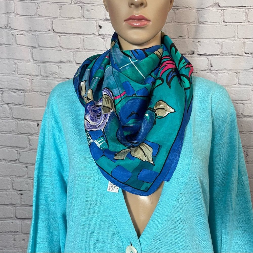 Albert Nipon Vintage Albert Nipon 100% Silk Floral Print Scarf 34" x 34" Size ONE SIZE - 4 Thumbnail