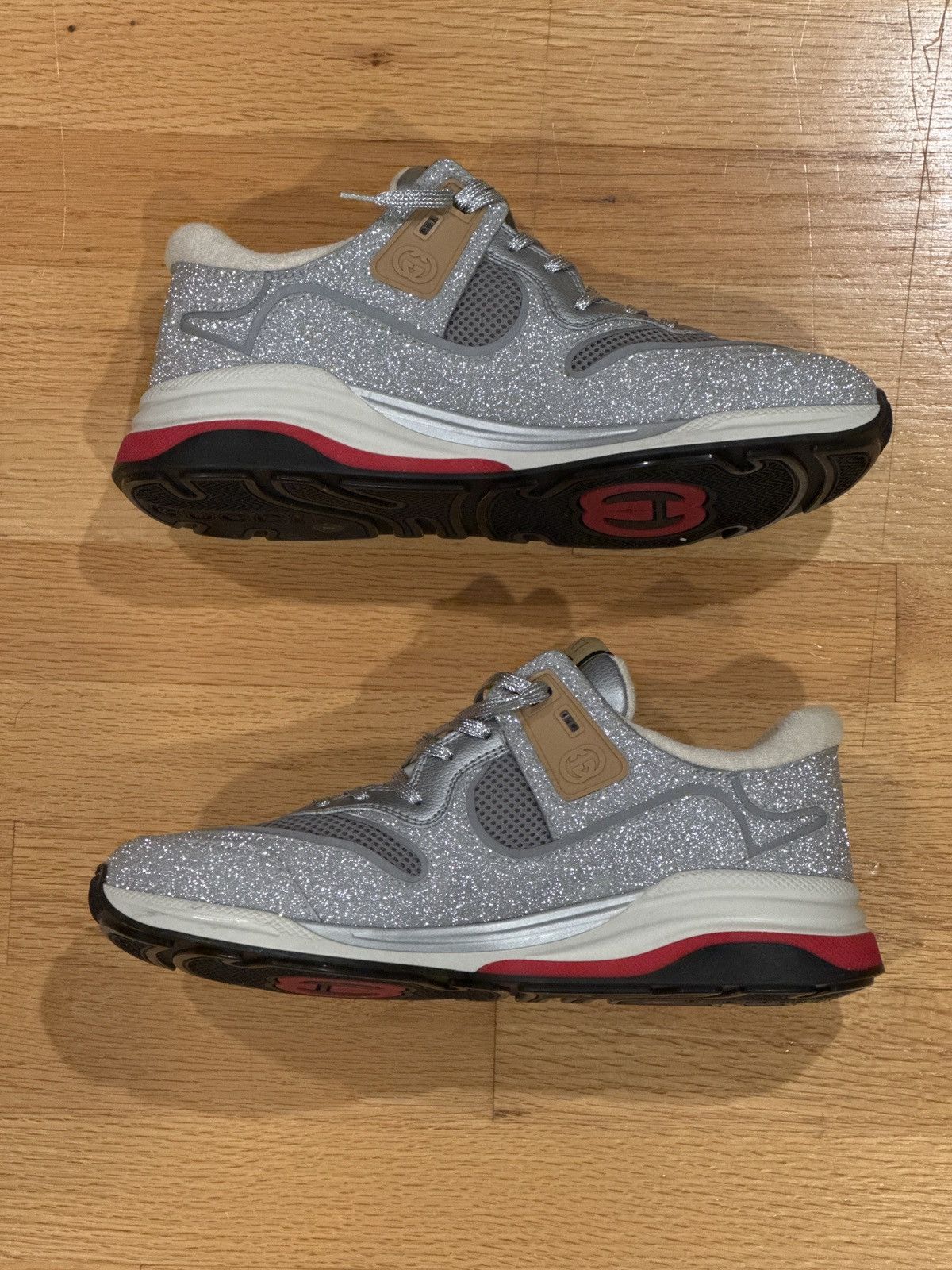 Gucci Gucci Ultrapace Glitter Sneakers Silver Mesh Size US 8 / EU 41 - 3 Thumbnail