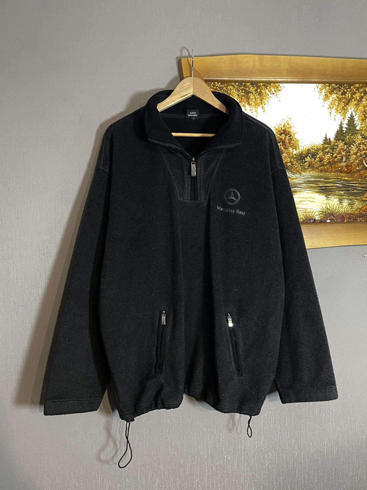 Mercedes-Benz × Vintage Rare 🔥 Mercedes AMG DTM Fleece Big Logo Zip Jacket Ninja Size US XL / EU 56 / 4 - 8 Thumbnail