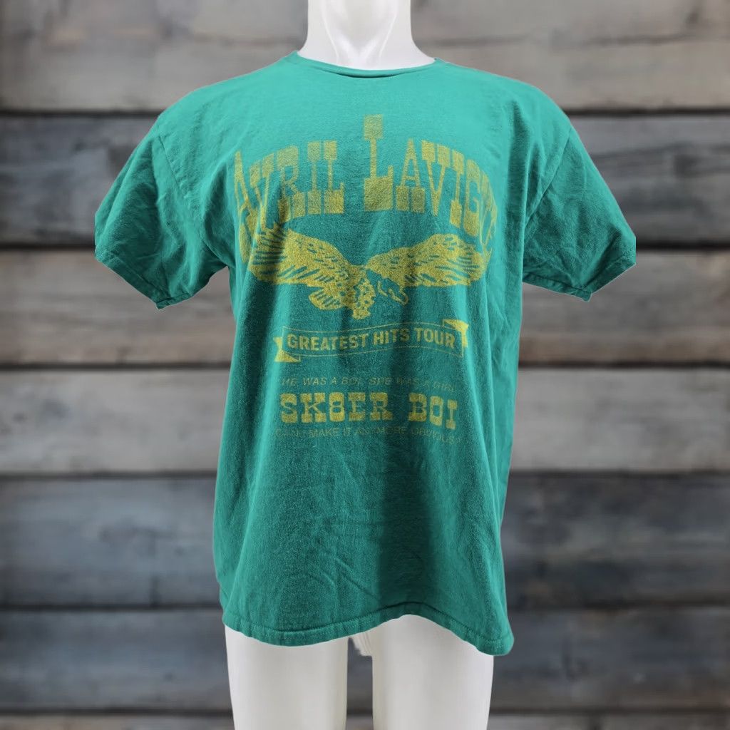 Vintage Avril Lavigne T-Shirt Sk8r Boi Green Size L Unisex Crew Neck Short Sleeve Band Tour Concert 2000s Size US L / EU 52-54 / 3 - 1 Thumbnail