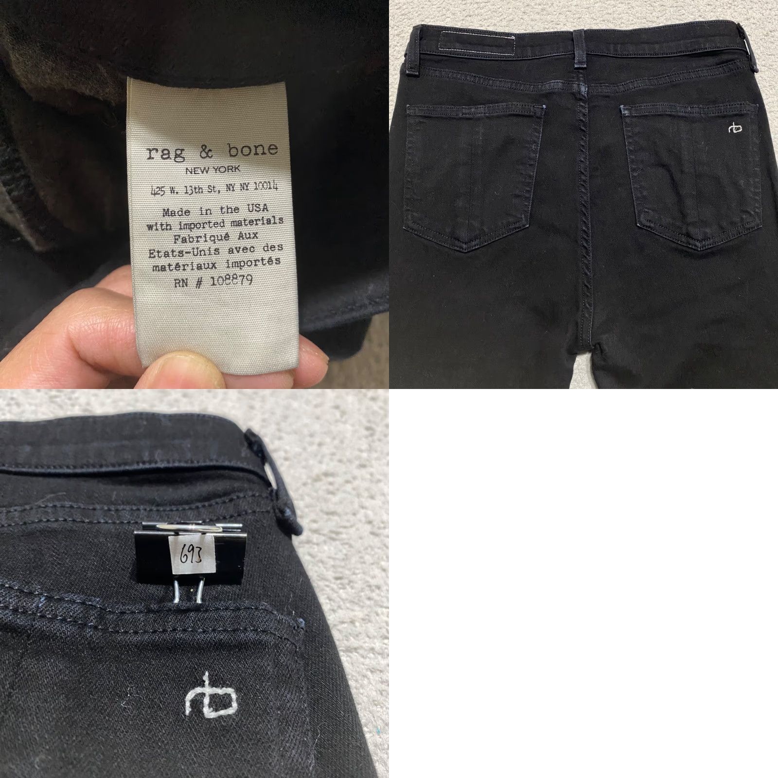 Rag & Bone rag & bone Jeans Capri Womens 29 Black Denim High Rise Slim 5-Pocket Style Vintage No - 29 Inseam 26 in United States Mens Womens Girls Size 29" - 9 Thumbnail