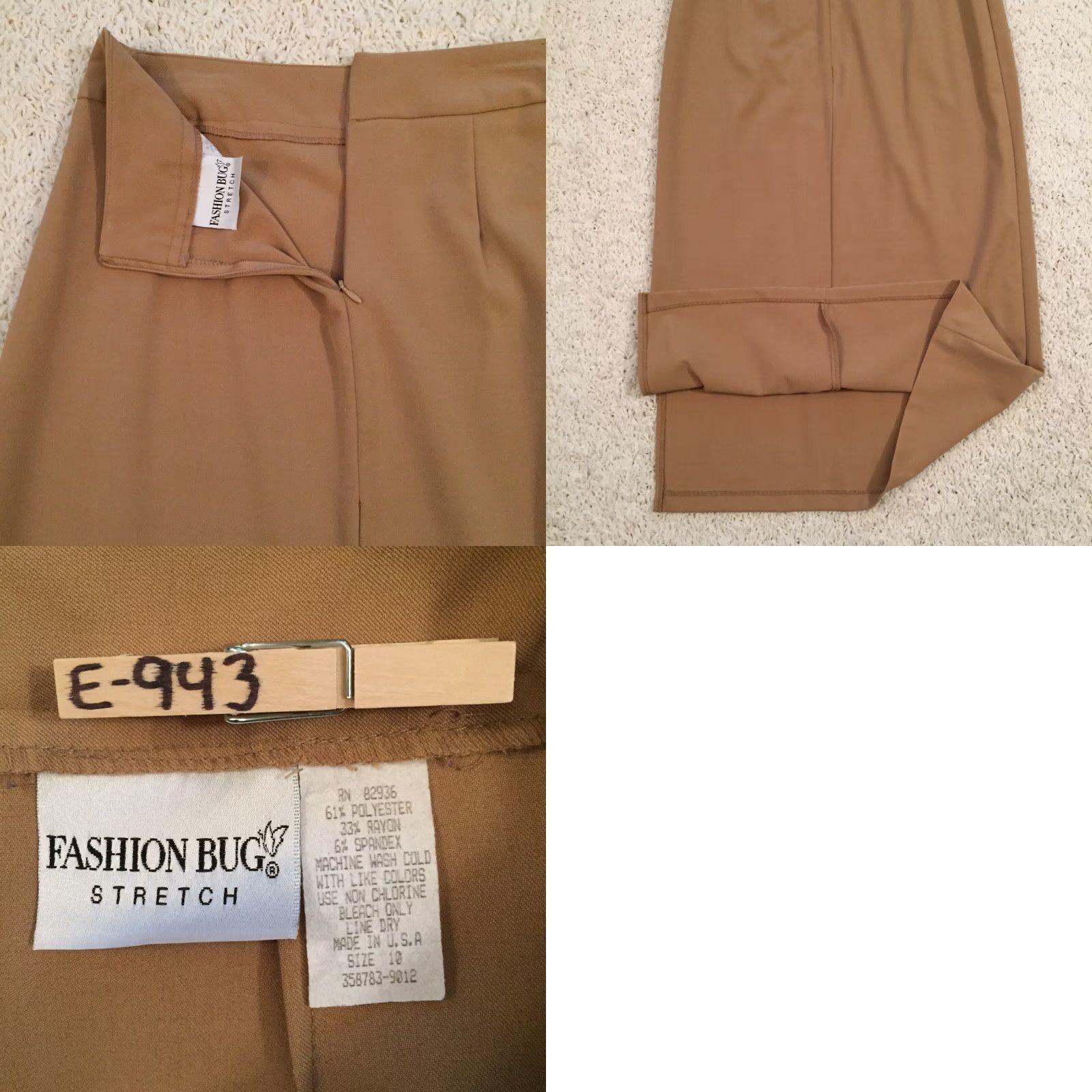 Vintage Fashion Bug Skirt Maxi Long Beige Size 10 Women Stretch Polyester Rayon Spandex Regular Lined Essential Size 32" / US 10 / IT 46 - 8 Thumbnail
