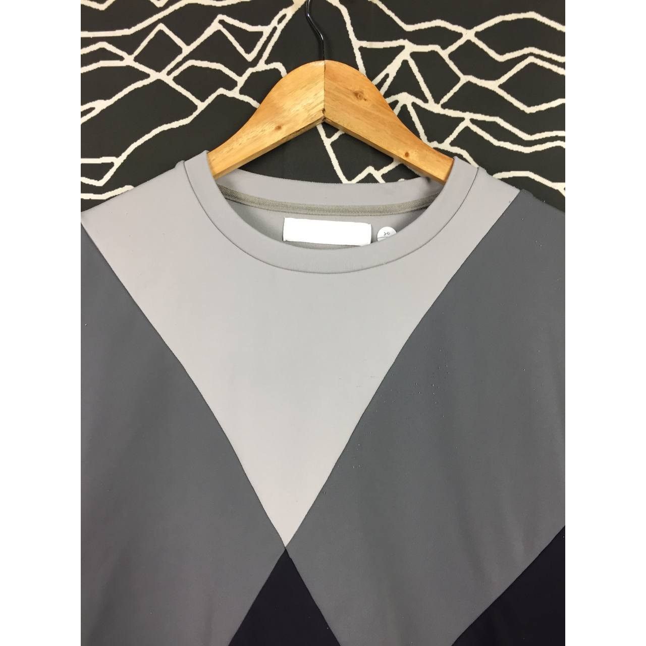 Japanese Brand ETHOSENS Geometric Pattern Cut And Sew Nylon Tee Size US M / EU 48-50 / 2 - 3 Thumbnail