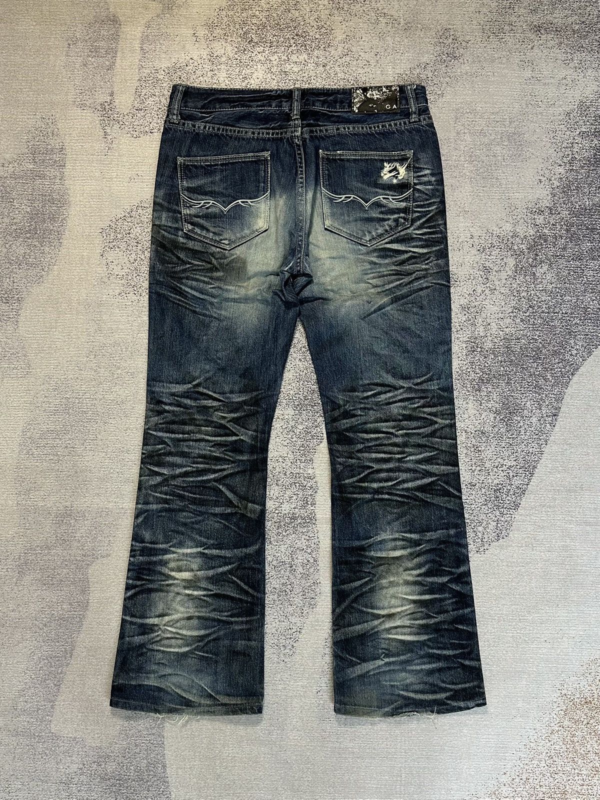 GOSTAR DE FUGA 2000s FUGA Flare Stone Washed Distressed Denim Jeans Size US 31 - 2 Thumbnail