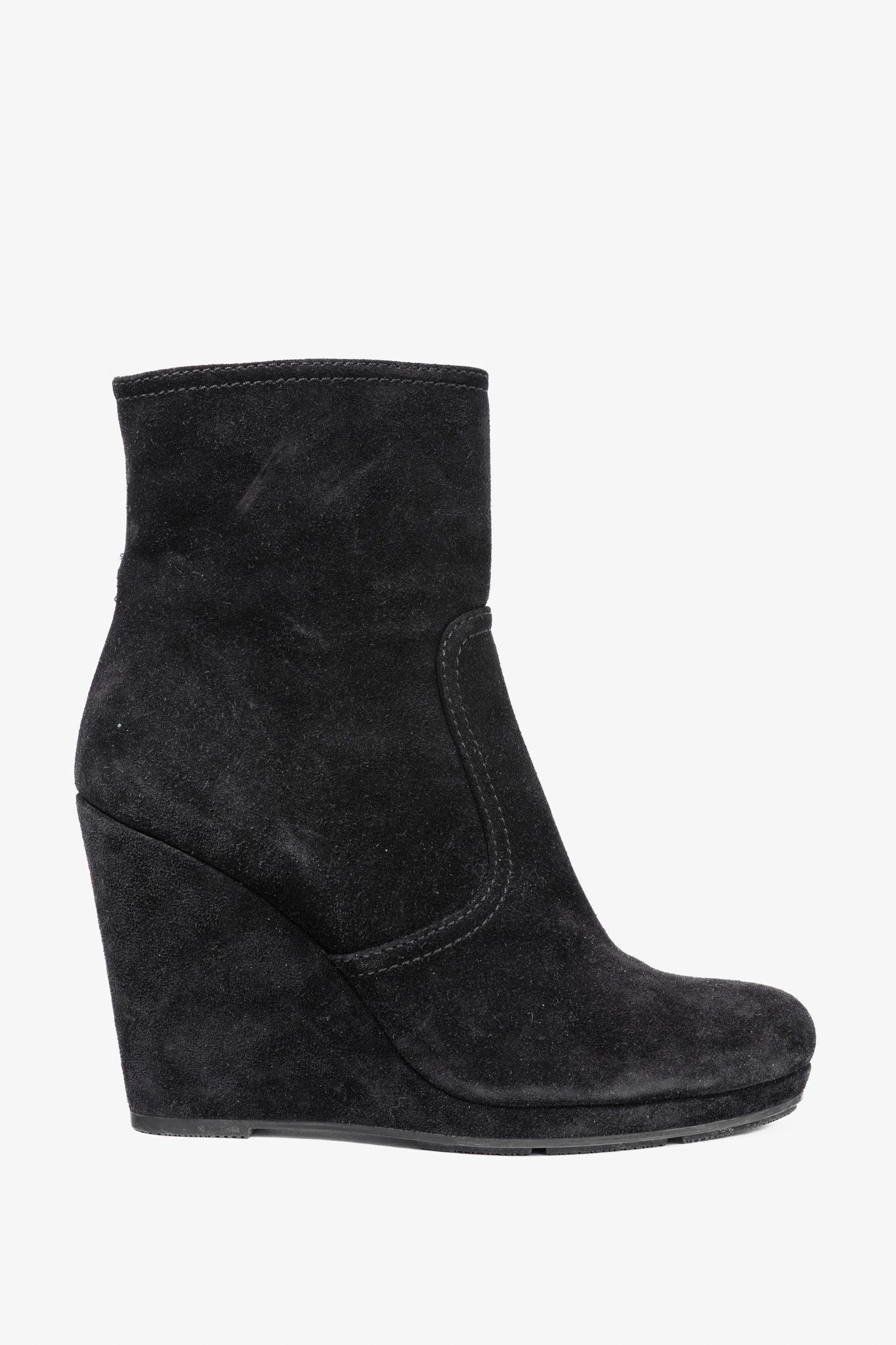 Prada Prada Black Suede Wede Booties Size US 7.5 / IT 37.5 - 1 Thumbnail