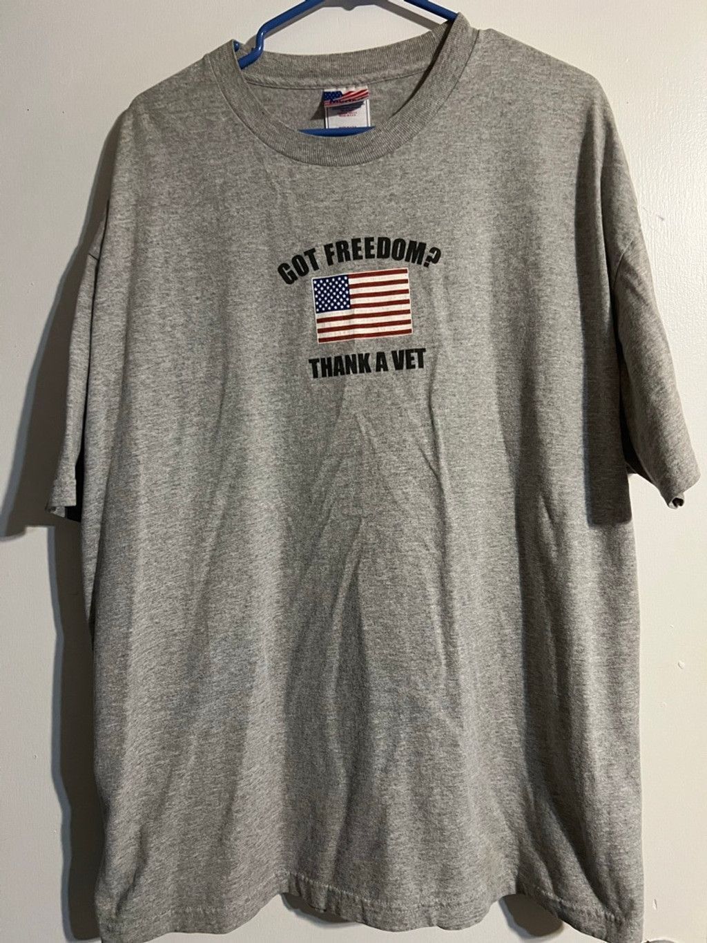 Marina Rinaldi Men's Murina Gray "Got Freedom? Thank A Vet" Tee XXL Size US XXL / EU 58 / 5 - 1 Thumbnail