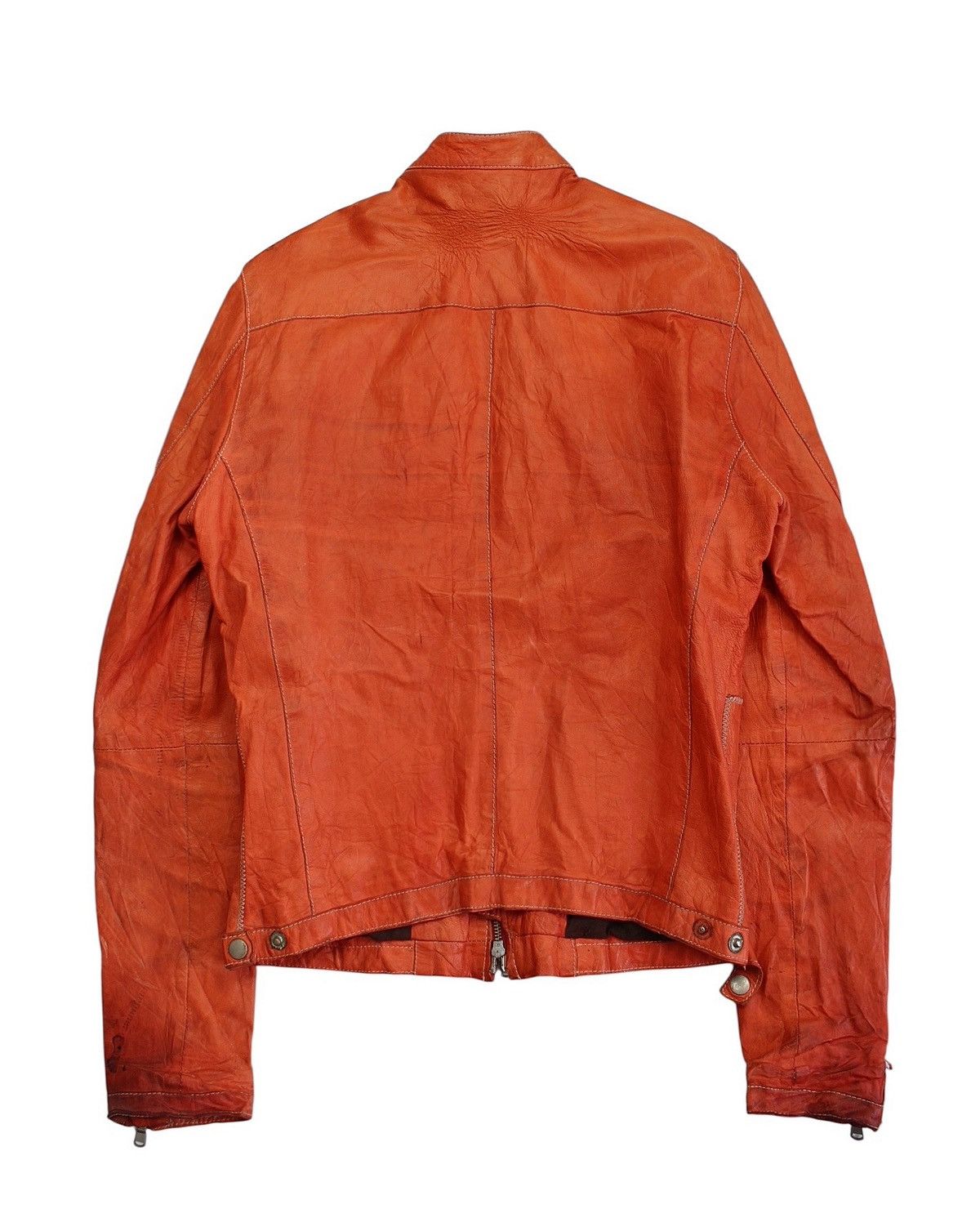 Vintage 2000S LENOTCH ORANGE LAMBSKINS LEATHER BIKER JACKET Size US M / EU 48-50 / 2 - 3 Thumbnail