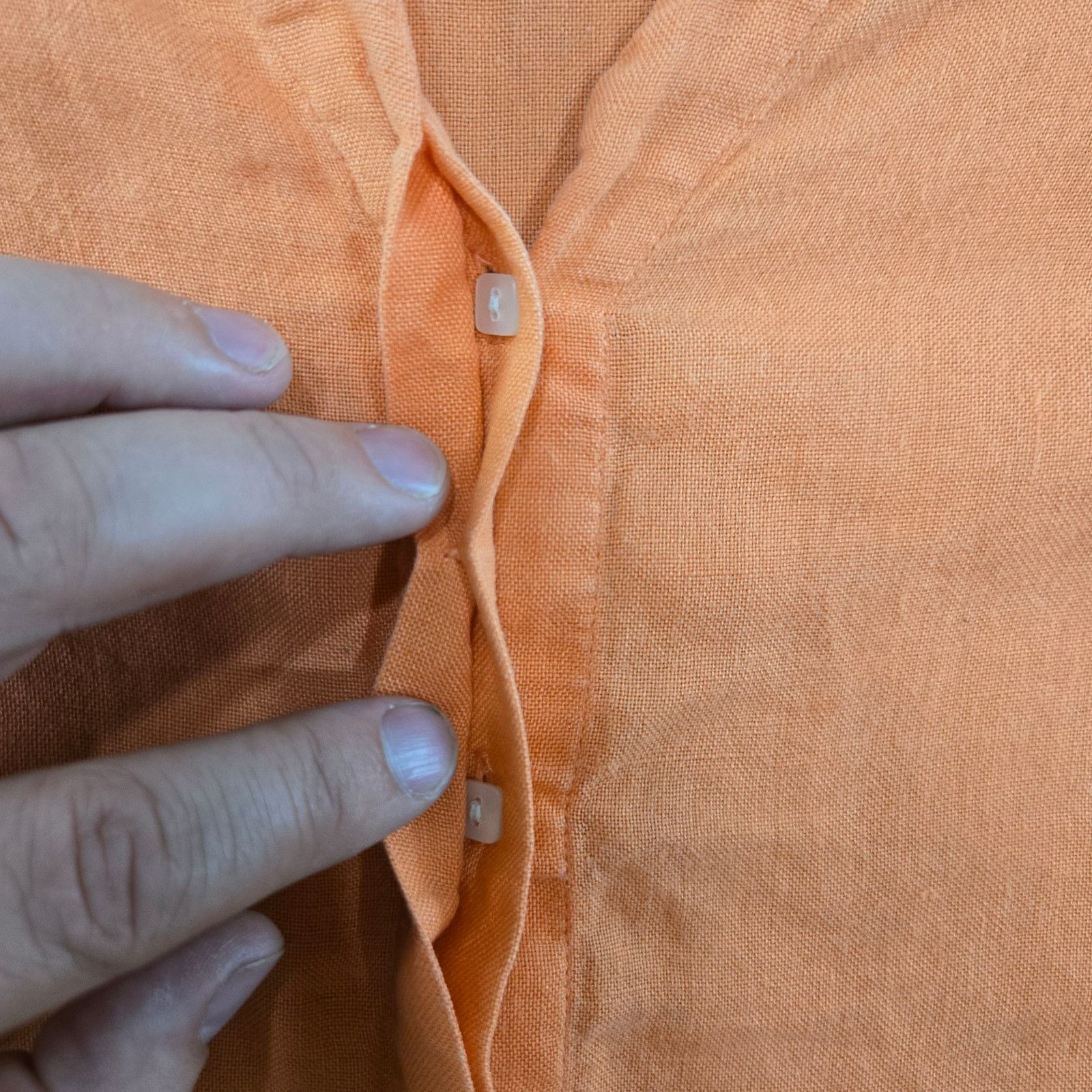 Vintage 90s Orange Irish Linen V-Neck Button Front Top Size 6 Size M / US 6-8 / IT 42-44 - 6 Thumbnail