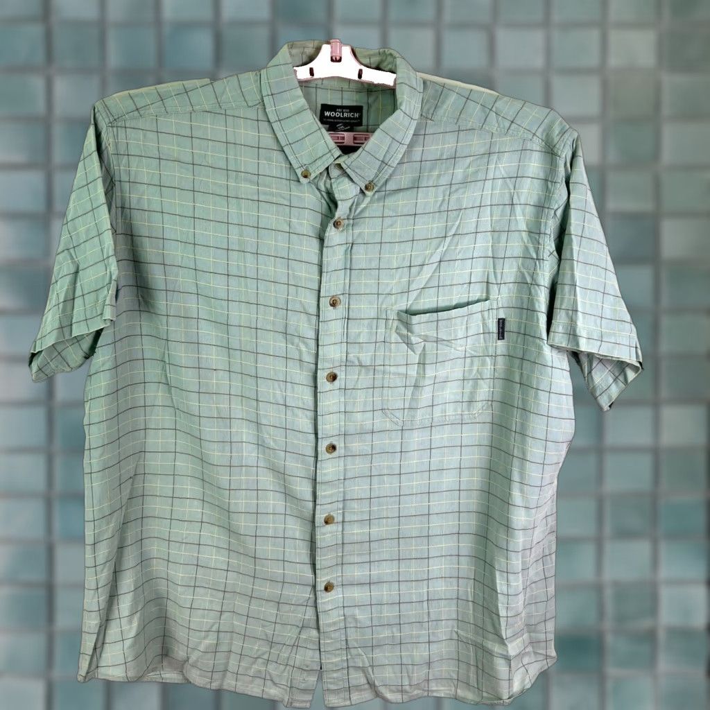 Vintage VINTAGE Woolrich Shirt Short Sleeve Plaid Button-Up Men’s 2XL Green Cotton Casual Fall Spring Summer Size US XXL / EU 58 / 5 - 1 Thumbnail