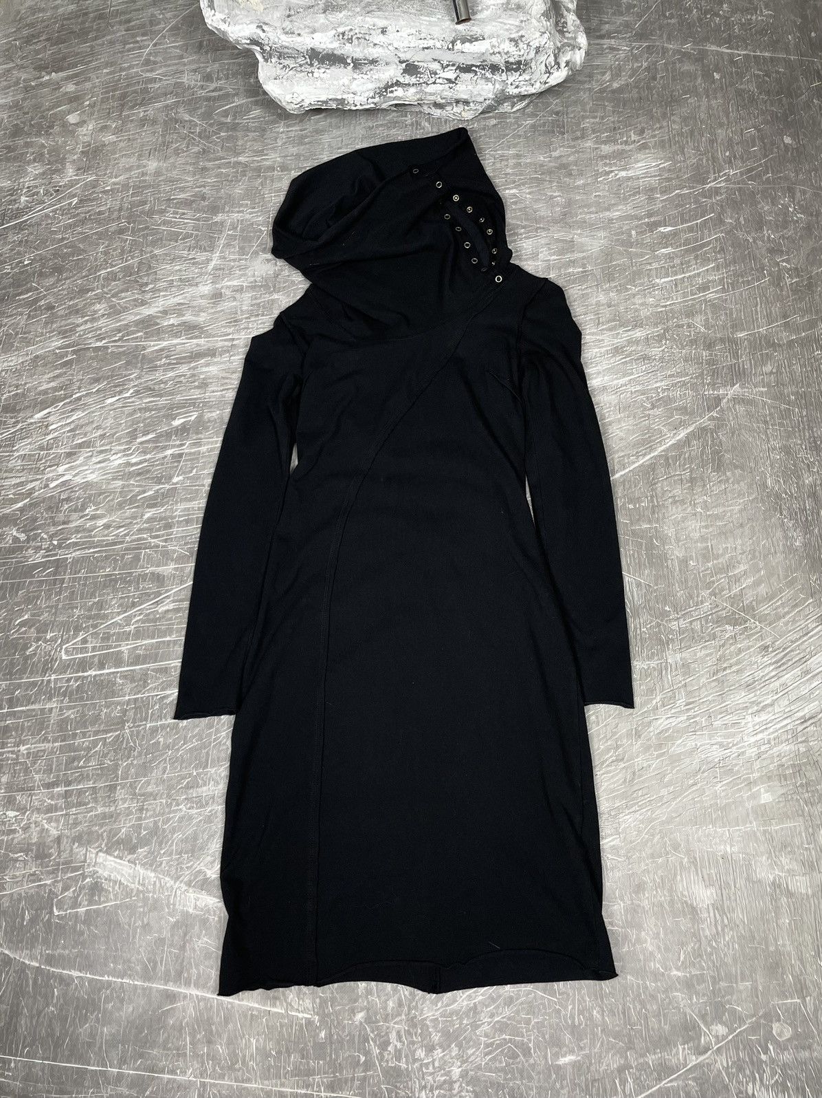 Designer × Japanese Brand Asymmetrical Cut Avant Garde Midi Dress Y2K Rick Owens Style Size S / US 4 / IT 40 - 2 Thumbnail