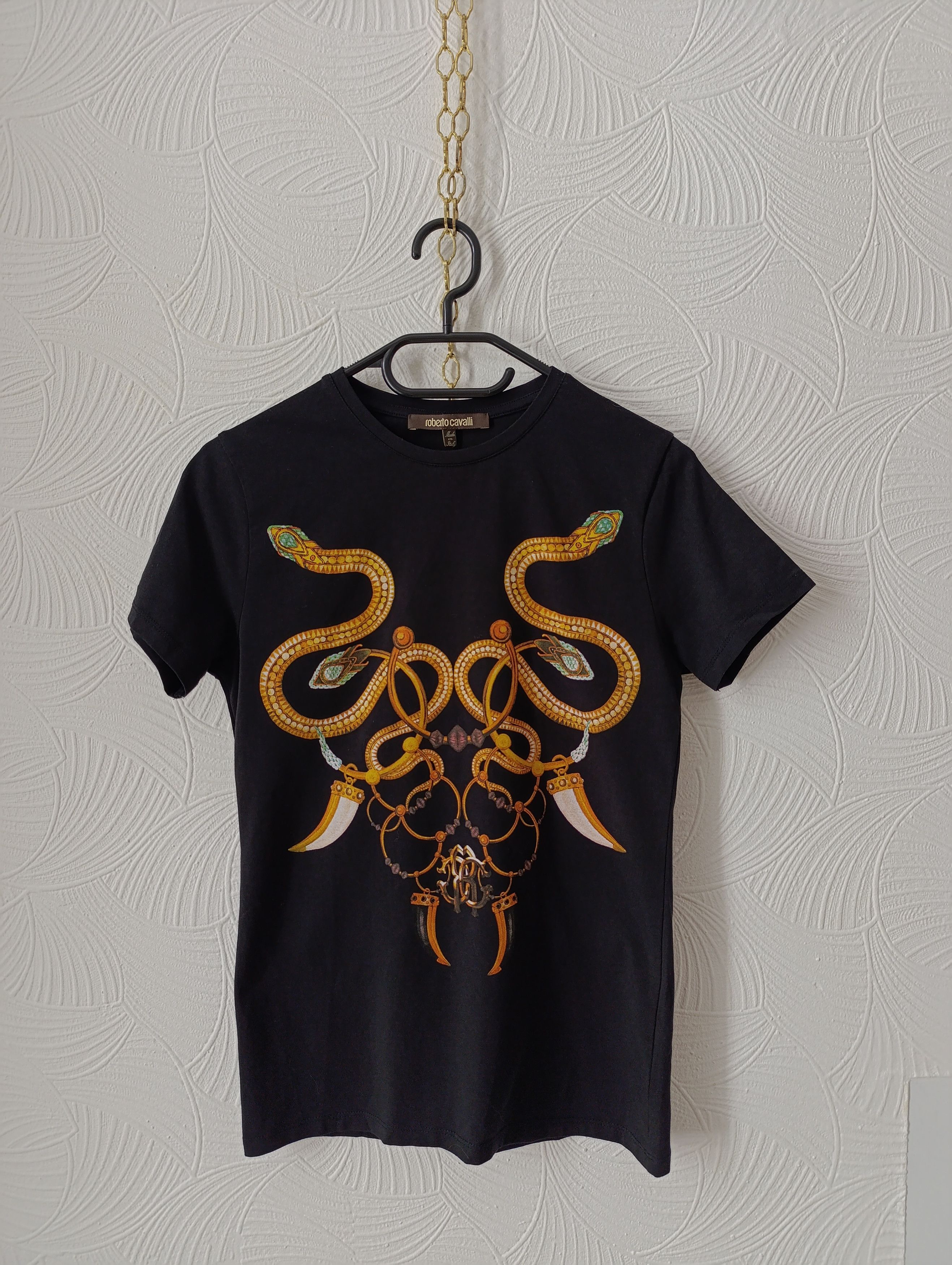 Roberto Cavalli ROBERTO CAVALLI WOMENS T-SHIRT MIRROR SNAKE PRINT Size M / US 6-8 / IT 42-44 - 2 Thumbnail