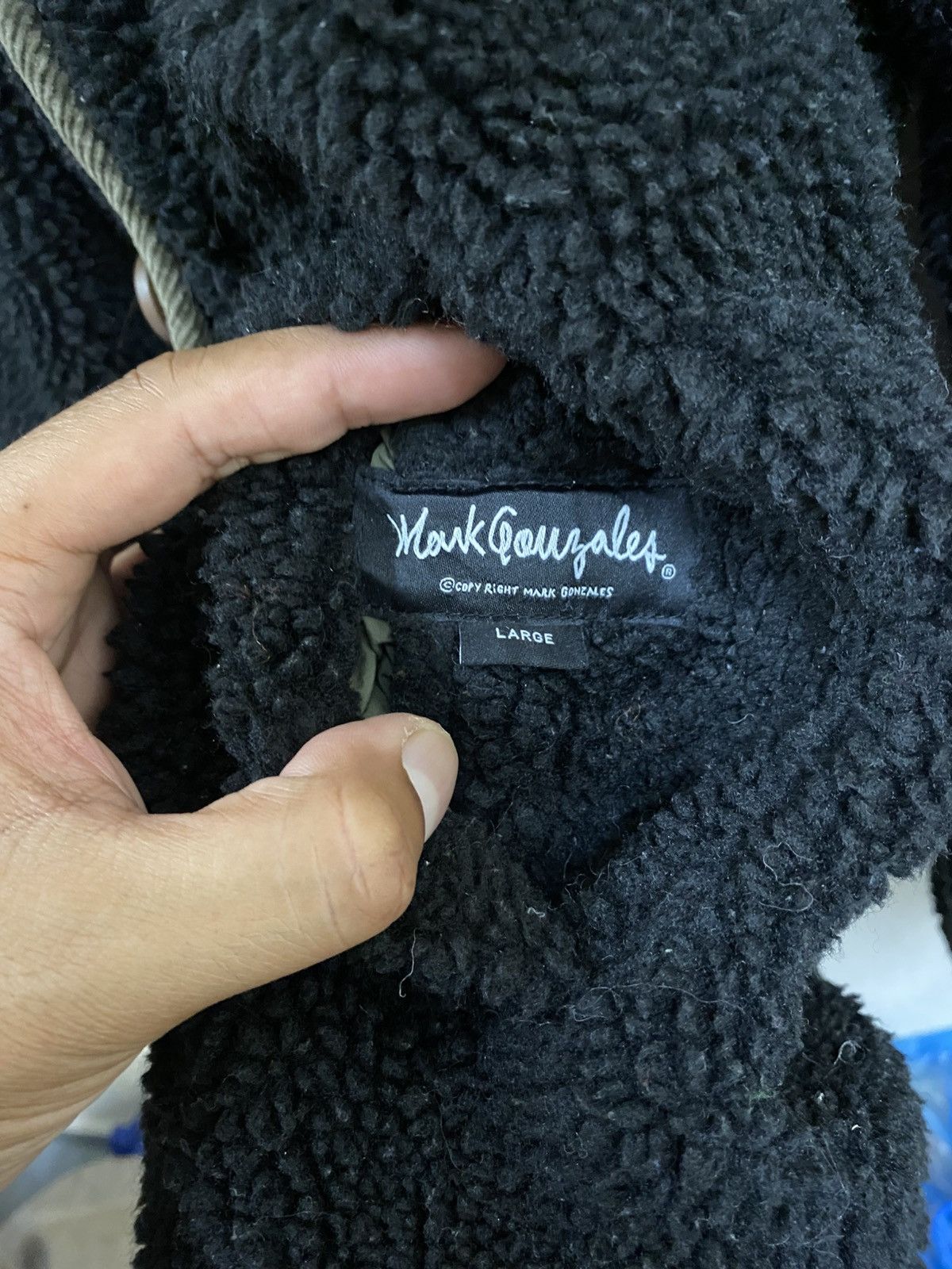 Vintage Vtg Mark Gonzales Sherpa Black Jacket - Revisible Size US L / EU 52-54 / 3 - 4 Thumbnail