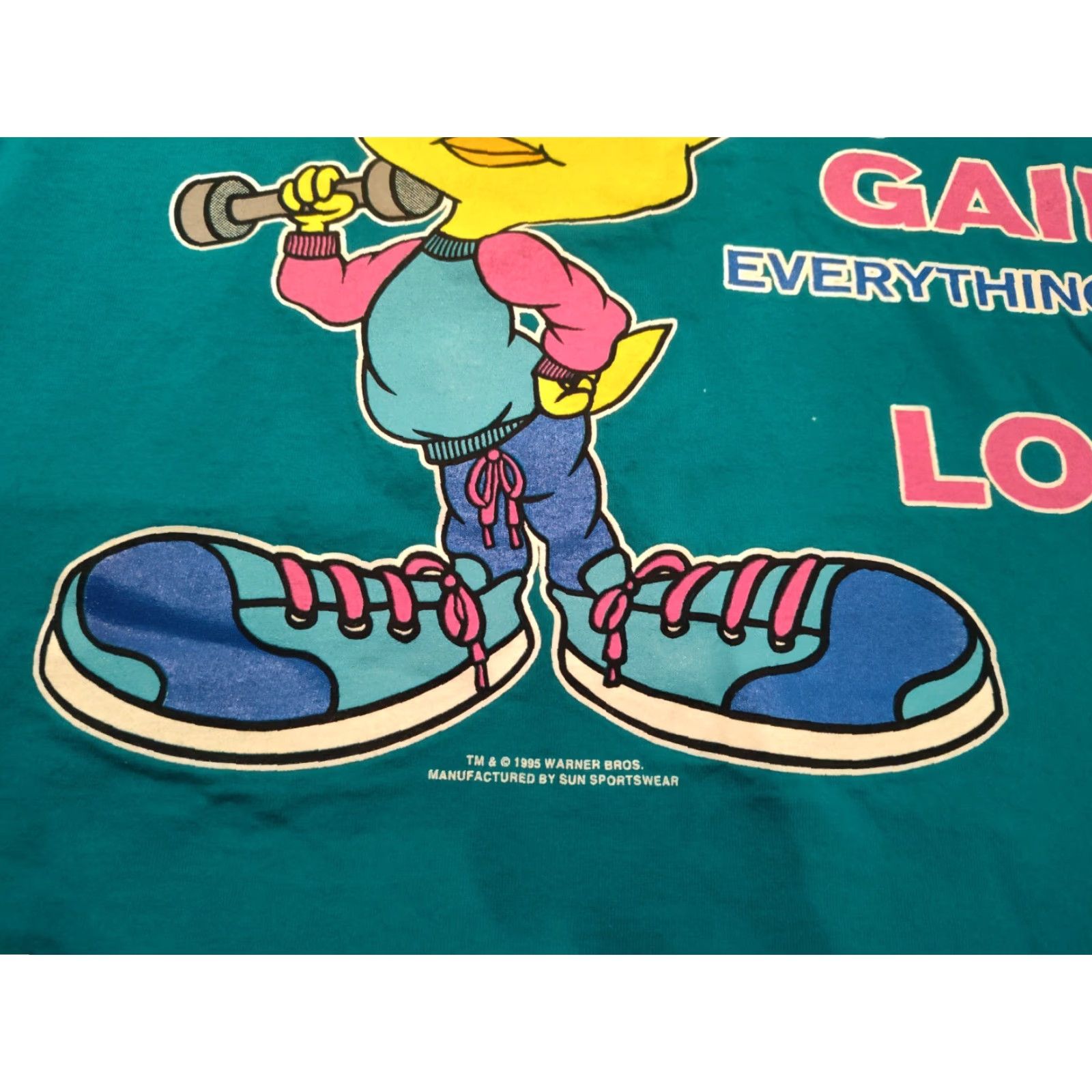 Sunray Sportswear VINTAGE 1990s Tweety Bird T-Shirt Unisex M/L Cotton Blue Graphic Tee Made in USA Size US M / EU 48-50 / 2 - 3 Thumbnail