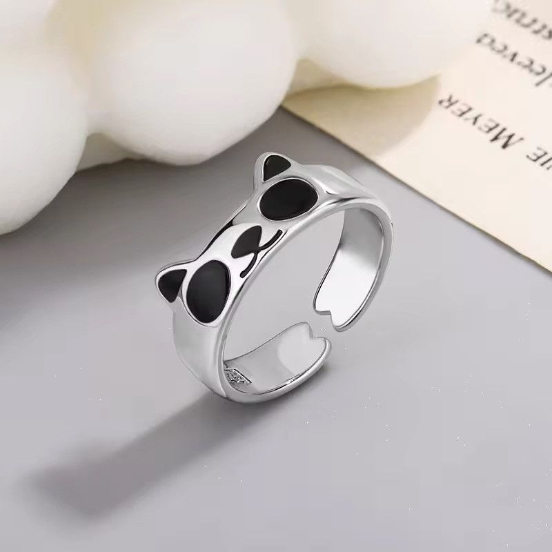 Jewelry Sterling Silver Panda Female Ring Size ONE SIZE - 1 Thumbnail