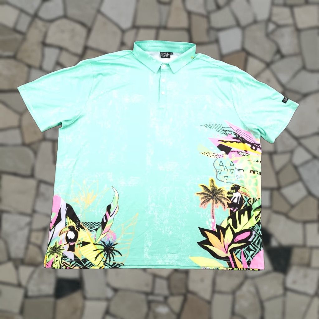 Vintage Sunday Swagger Polo Shirt 4XL Mint Tropical Toucan Golf Performance Flex Mens Size US XXL / EU 58 / 5 - 1 Thumbnail
