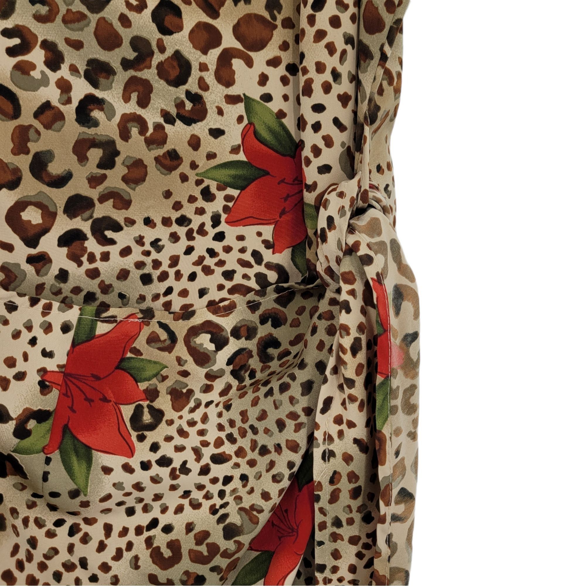 Vintage Vtg Holiday Hostess Maxi Dress Sz M Tan Leopard Red Lily Sid Size M / US 6-8 / IT 42-44 - 9 Thumbnail