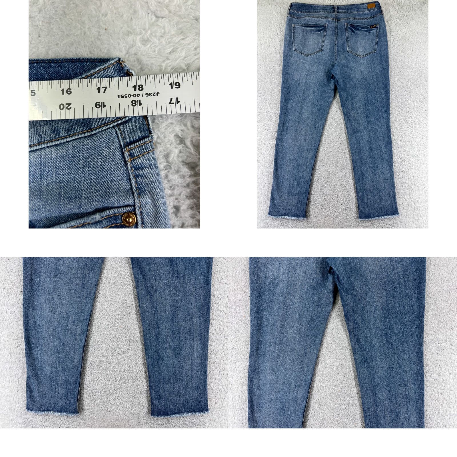 Vintage Seven7 Pants Women Blue Jean Denim Medium Wash Weekend Slim Fit Raw Hem 14 33x29 Size 36" / US 14 / IT 50 - 9 Thumbnail
