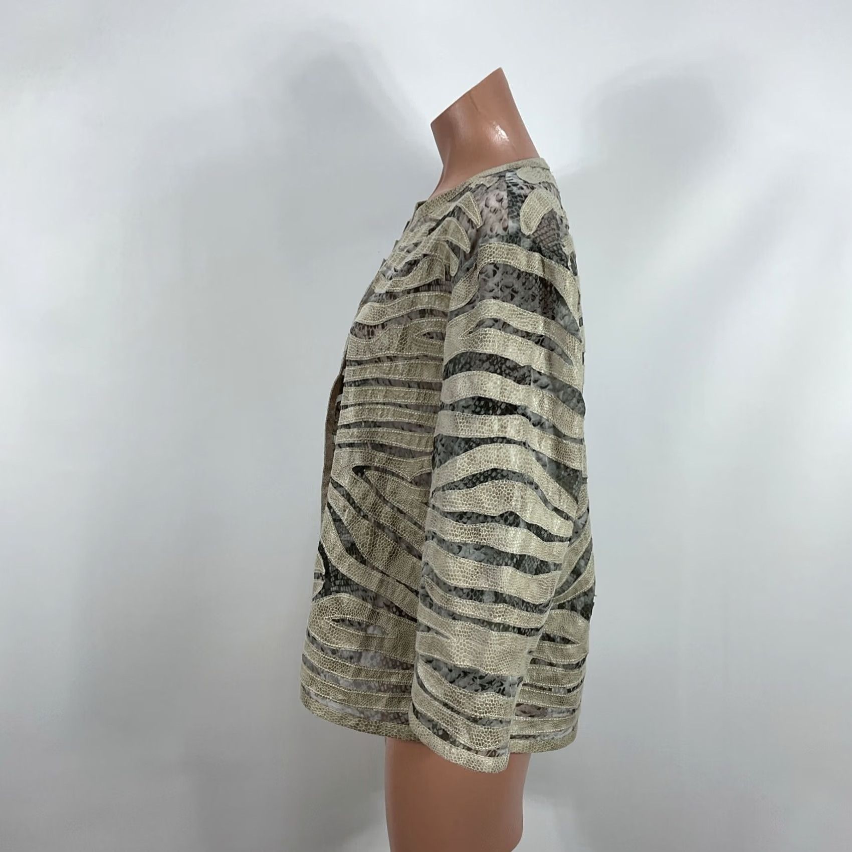 Vintage Chicos Travelers Collection snakeskin burnout jacket crop blazer kimono sz 1 Size M / US 6-8 / IT 42-44 - 6 Thumbnail