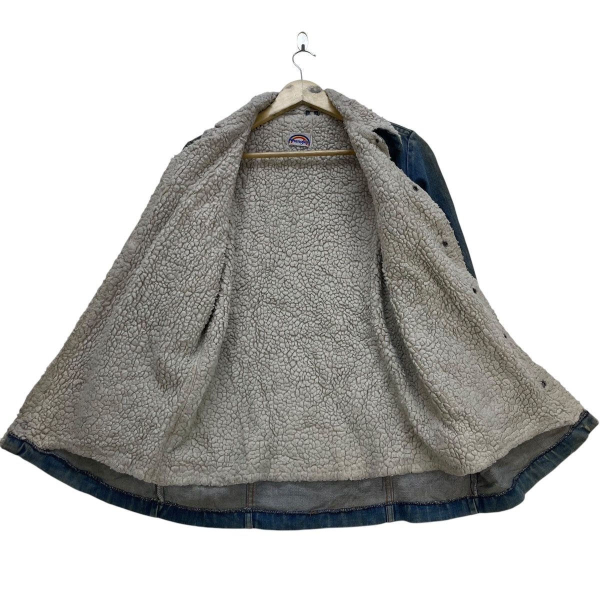Indigo 🗣️Vintage Distressed Wrangler Shearling Denim Warm Jacket Size M / US 6-8 / IT 42-44 - 3 Thumbnail