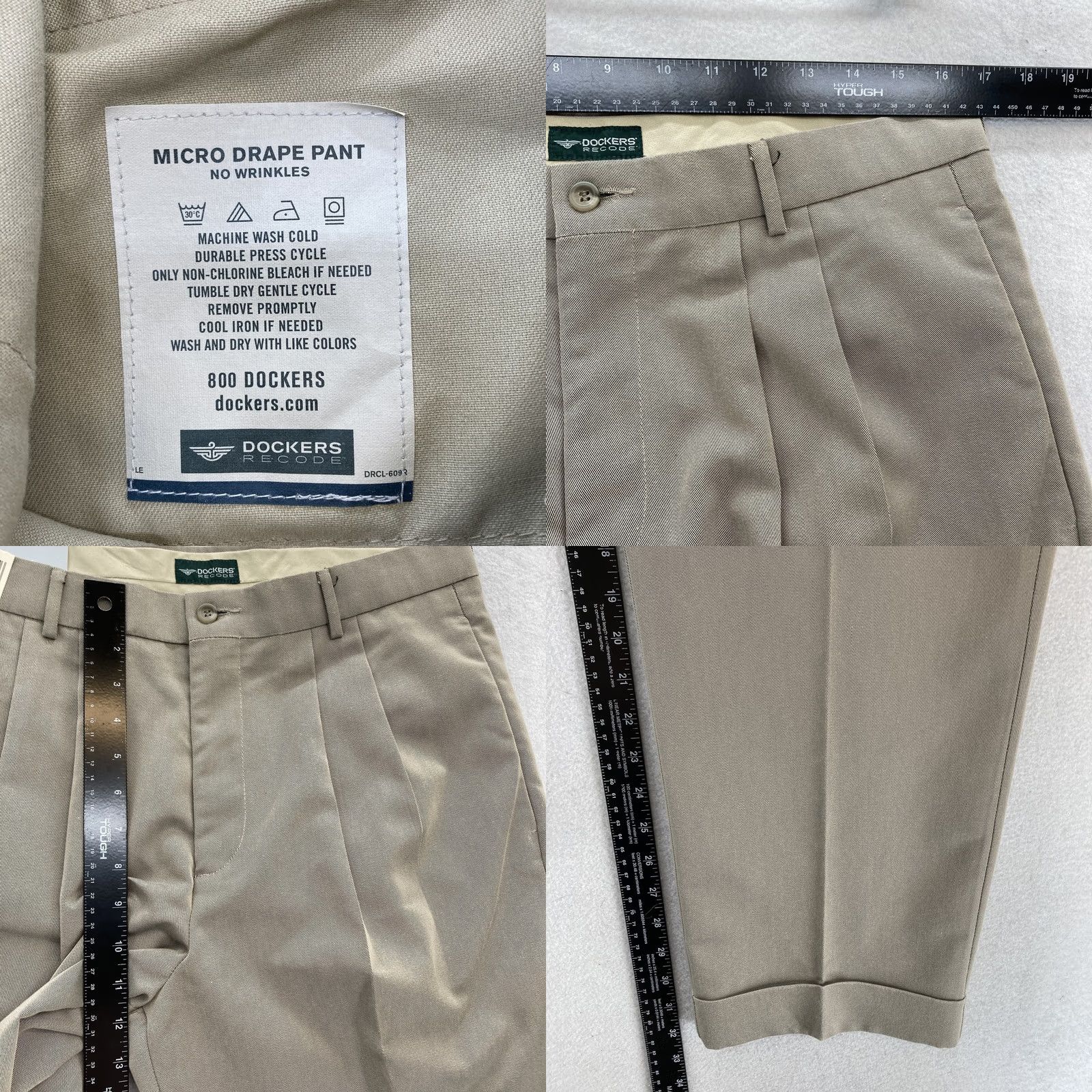 Dockers VINTAGE Dockers Recode Micro Drape Pants Mens 34x32 Khaki Relaxed Fit Pleated Cuffed NWT Size US 34 / EU 50 - 8 Thumbnail