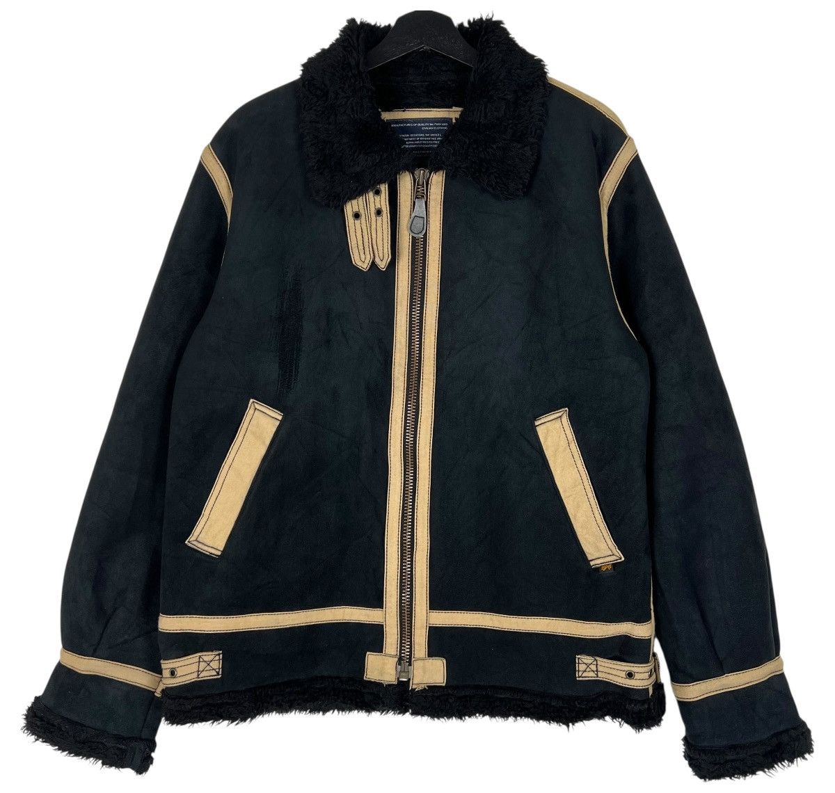 Vintage Alpha Industries Suede Shearling Aviator Jacket B-3