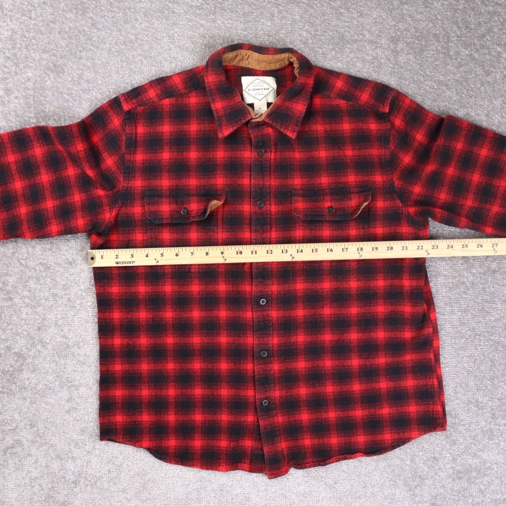 Vintage St. John's Bay Red Black Flannel Shirt XL Long Sleeve Collared Button-Up Mens Size US XL / EU 56 / 4 - 4 Thumbnail
