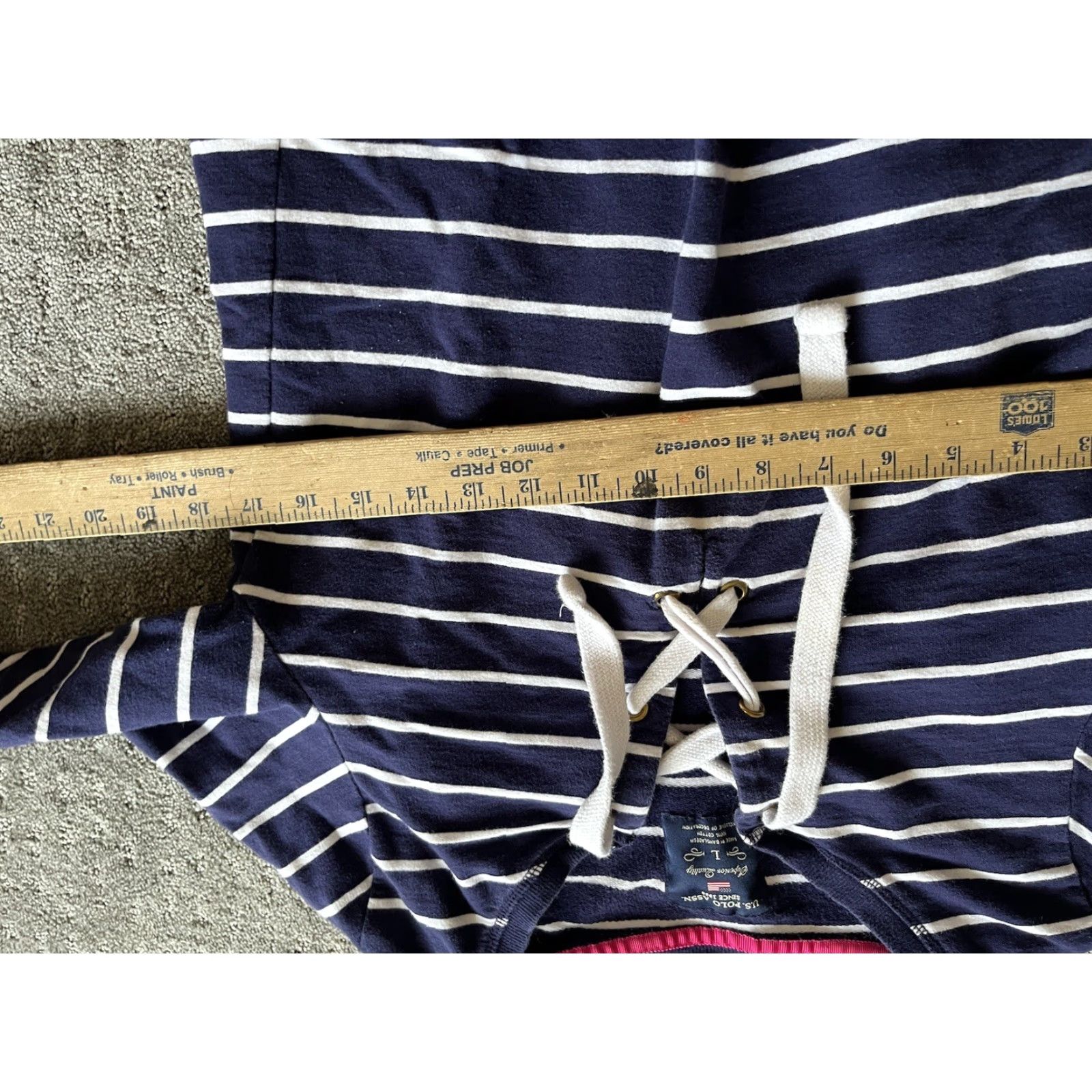 Vintage Women’s U.S. Polo Assn Vintage Sweatshirt Size Large Navy Striped Drawstring Size L / US 10 / IT 46 - 4 Thumbnail