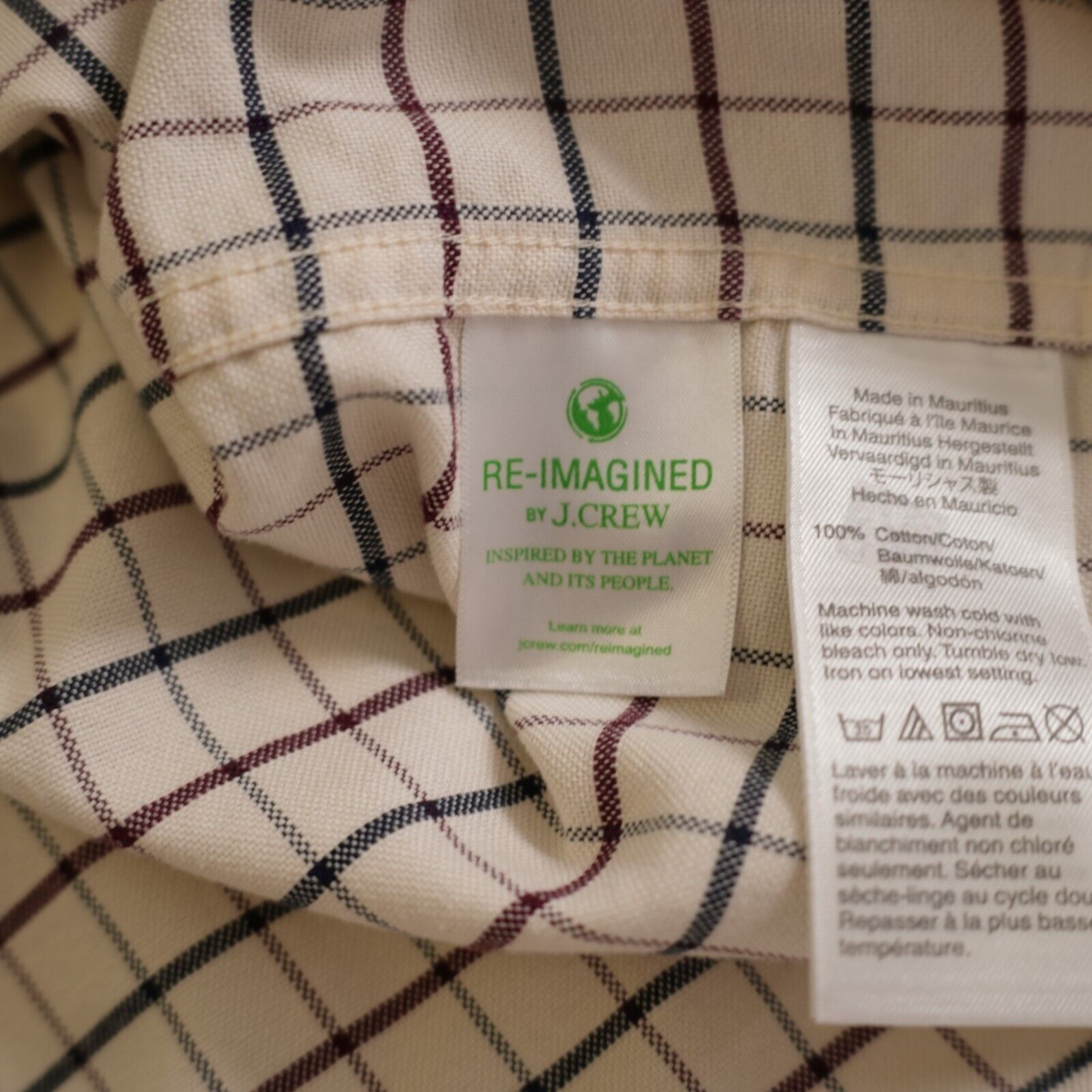 J.Crew J. Crew Flex Oxford Flannel Cotton Slim Cream Blue Red Check Size US L / EU 52-54 / 3 - 10 Thumbnail
