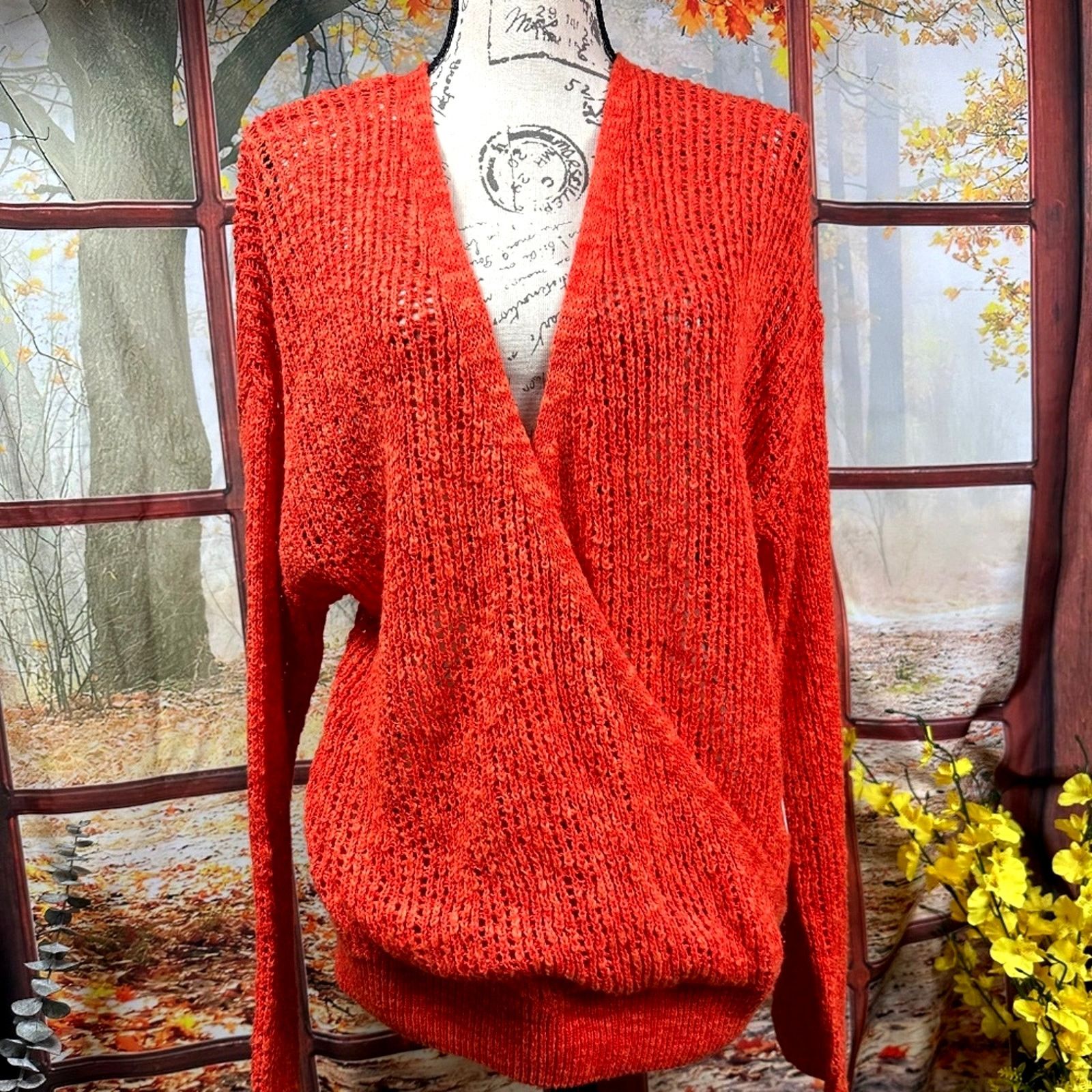 Billabong Billabong Sweet Bliss Loose Knit Wrap Sweater Red Orange L Size L / US 10 / IT 46 - 2 Thumbnail
