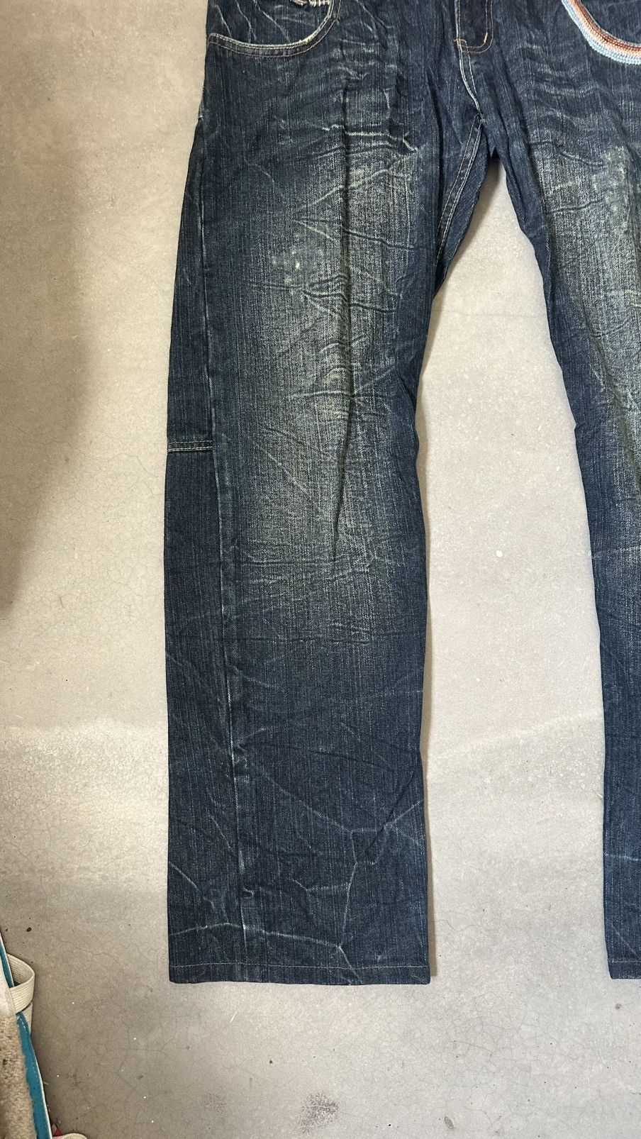 Japanese Brand MEMORY SPECIAL DOUBLE WAIST IF SIX DENIM PANT Size 37" - 2 Thumbnail