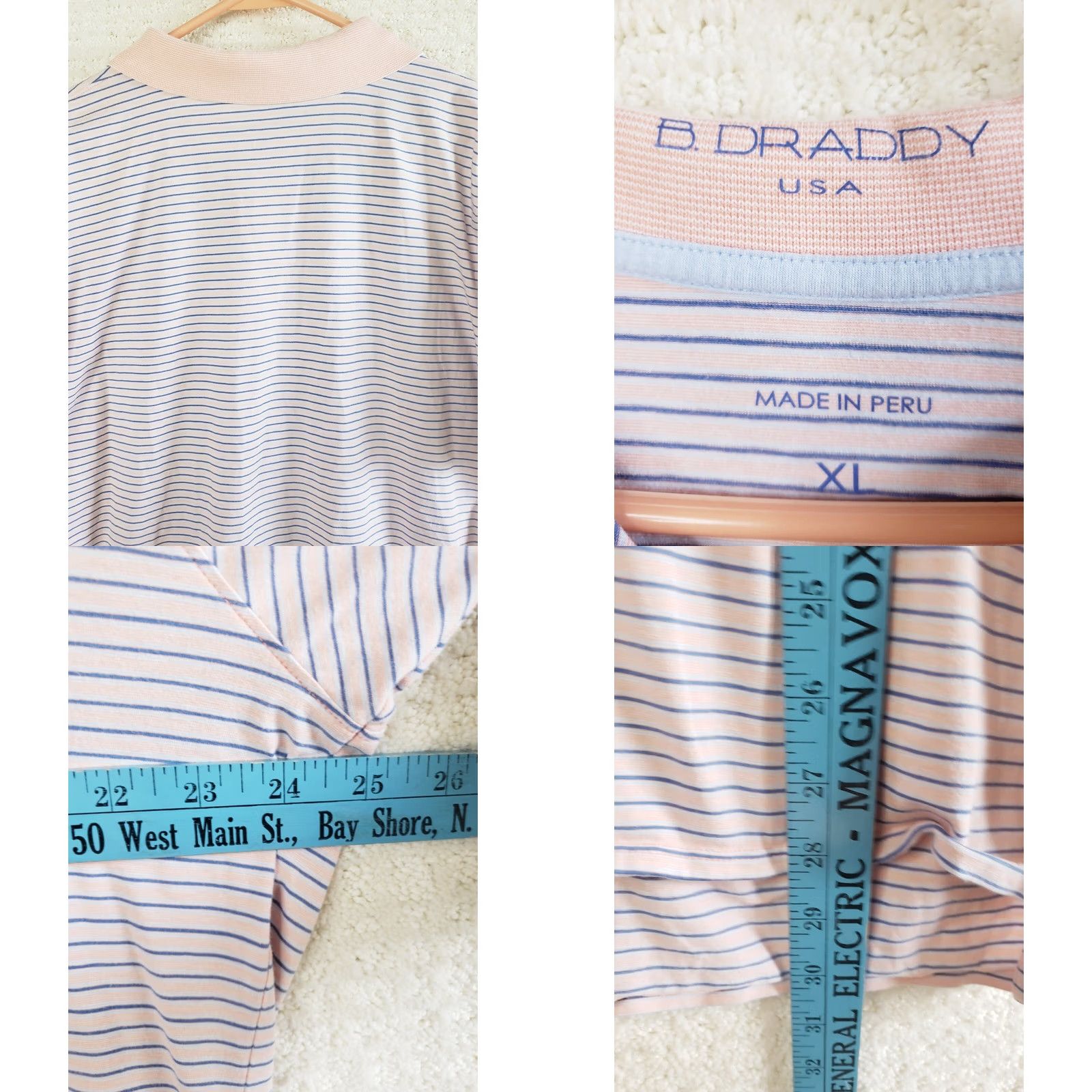 Vintage VINTAGE B Draddy Polo Shirt Men's XL Pink Blue Striped Pocket Golf Size US XL / EU 56 / 4 - 8 Thumbnail