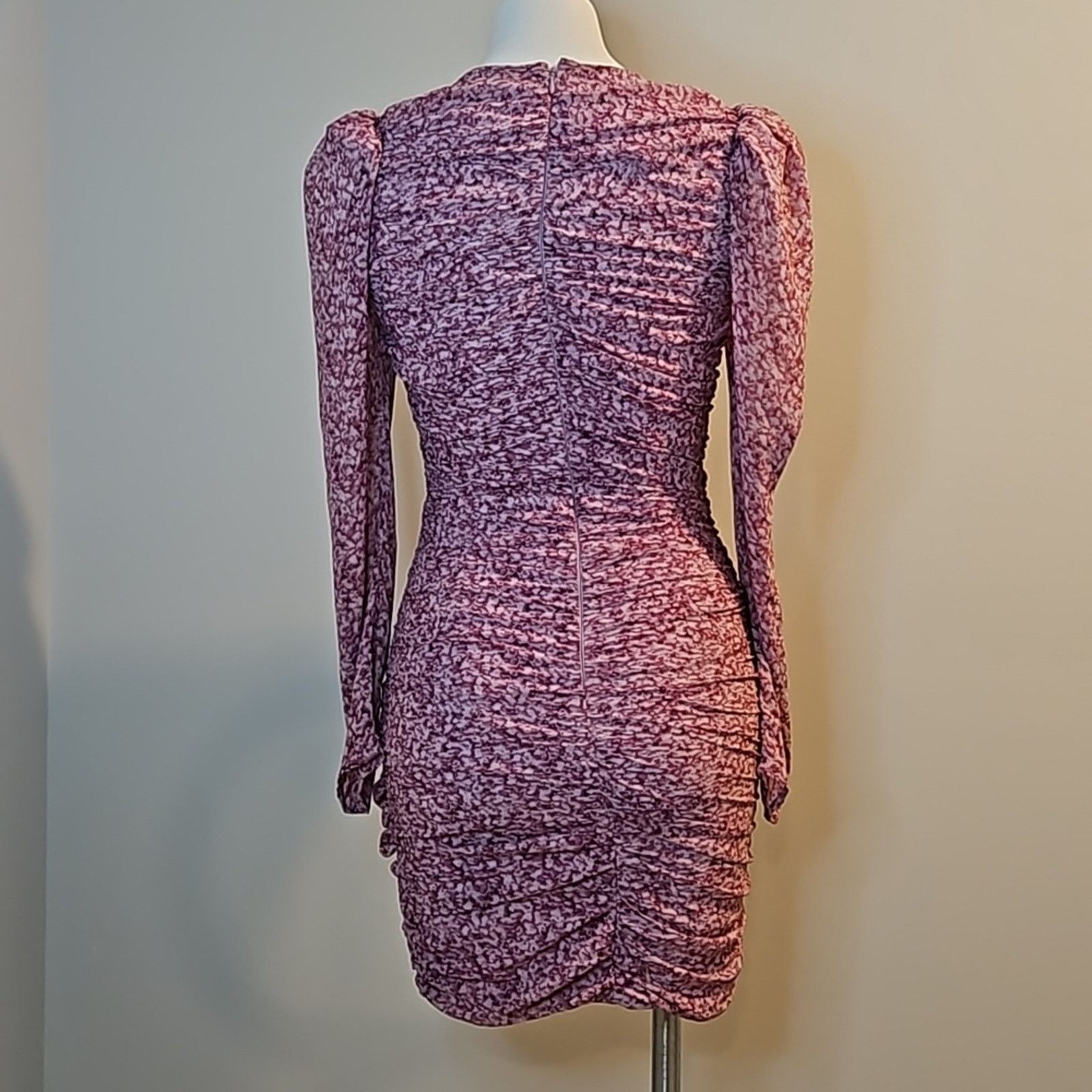 Bardot Charlotte Floral Ruch Crepe Bodycon Long Sleeve Dress