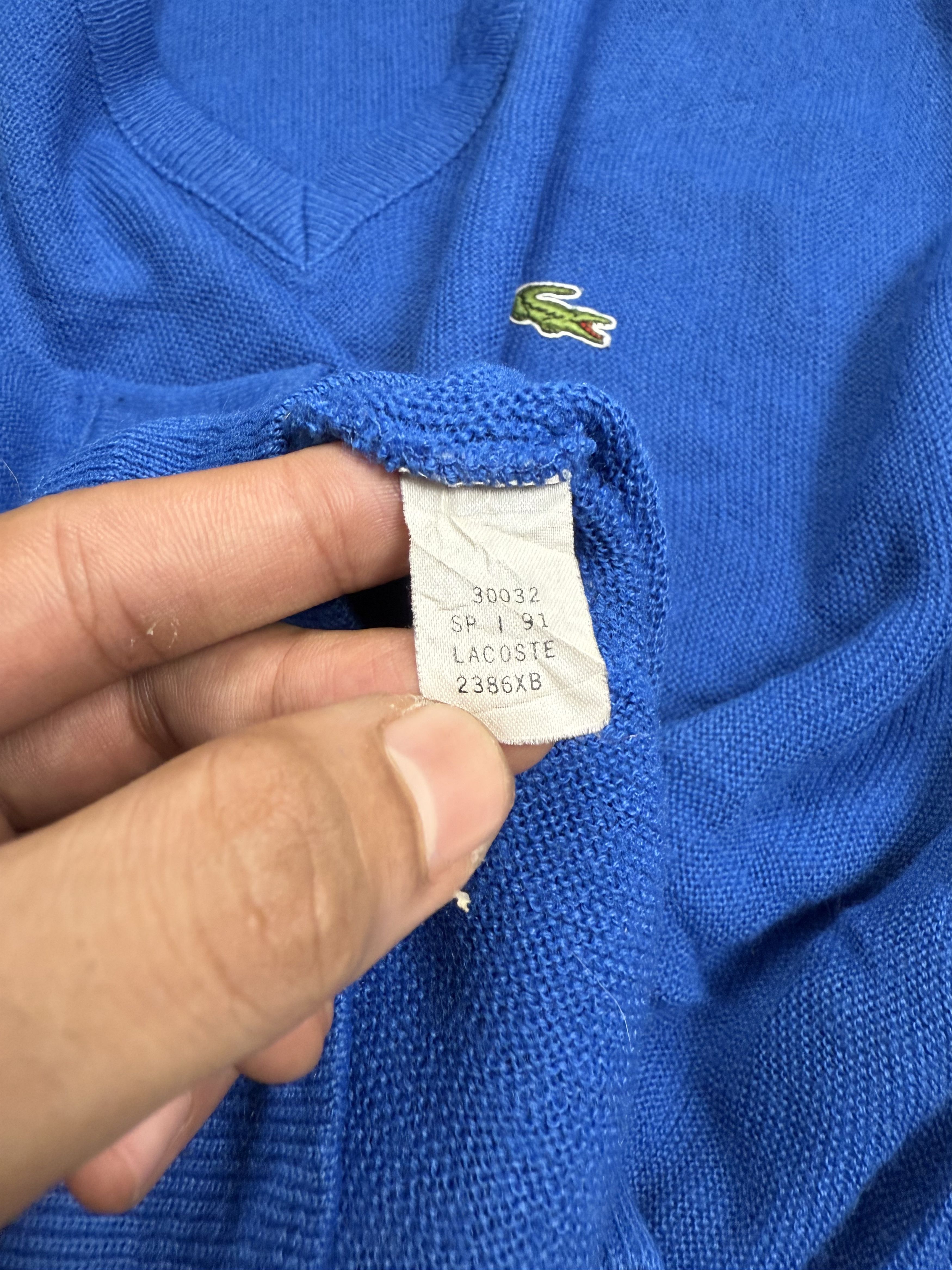 Lacoste Vintage 90s Lacoste Knit Sweater Cardigan Jumper Blue Size US XXL / EU 58 / 5 - 5 Thumbnail