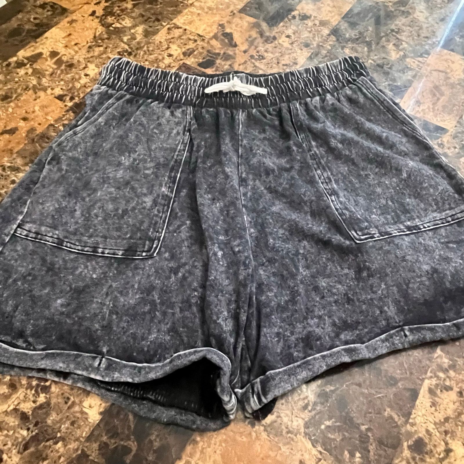 Other Zenana Mineral Wash Elastic Waste Shorts Size 34" / US 12 / IT 48 - 3 Thumbnail
