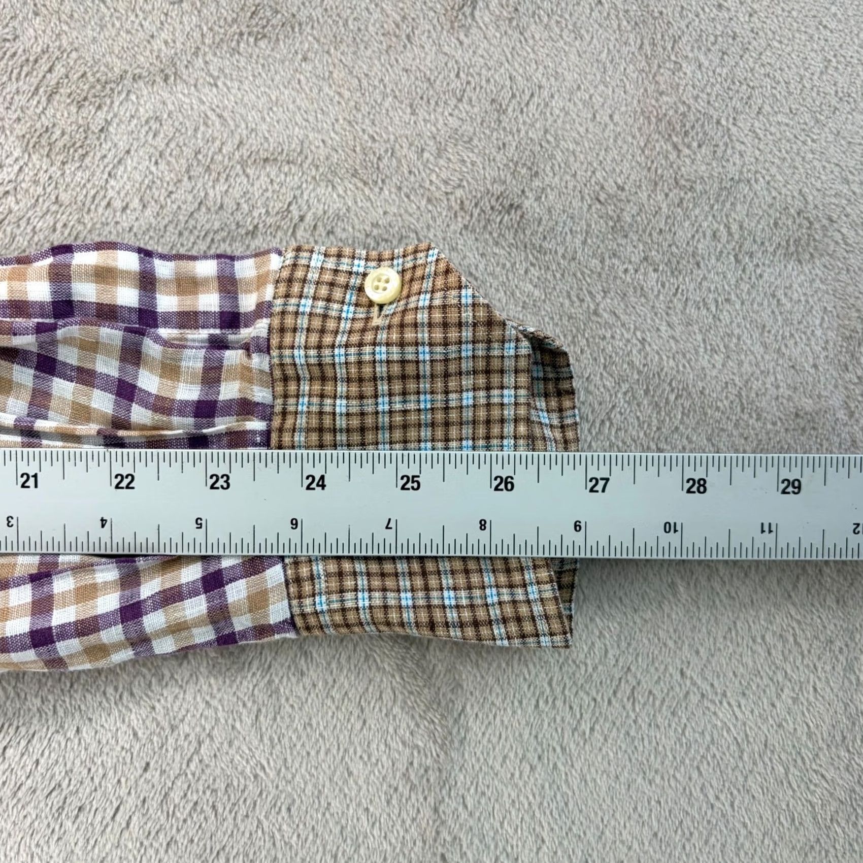 Etro ETRO Milano Slim Fit Dress Shirt 43 Multi Plaid 100% Linen Italy Contras Collar Size 46R - 7 Thumbnail