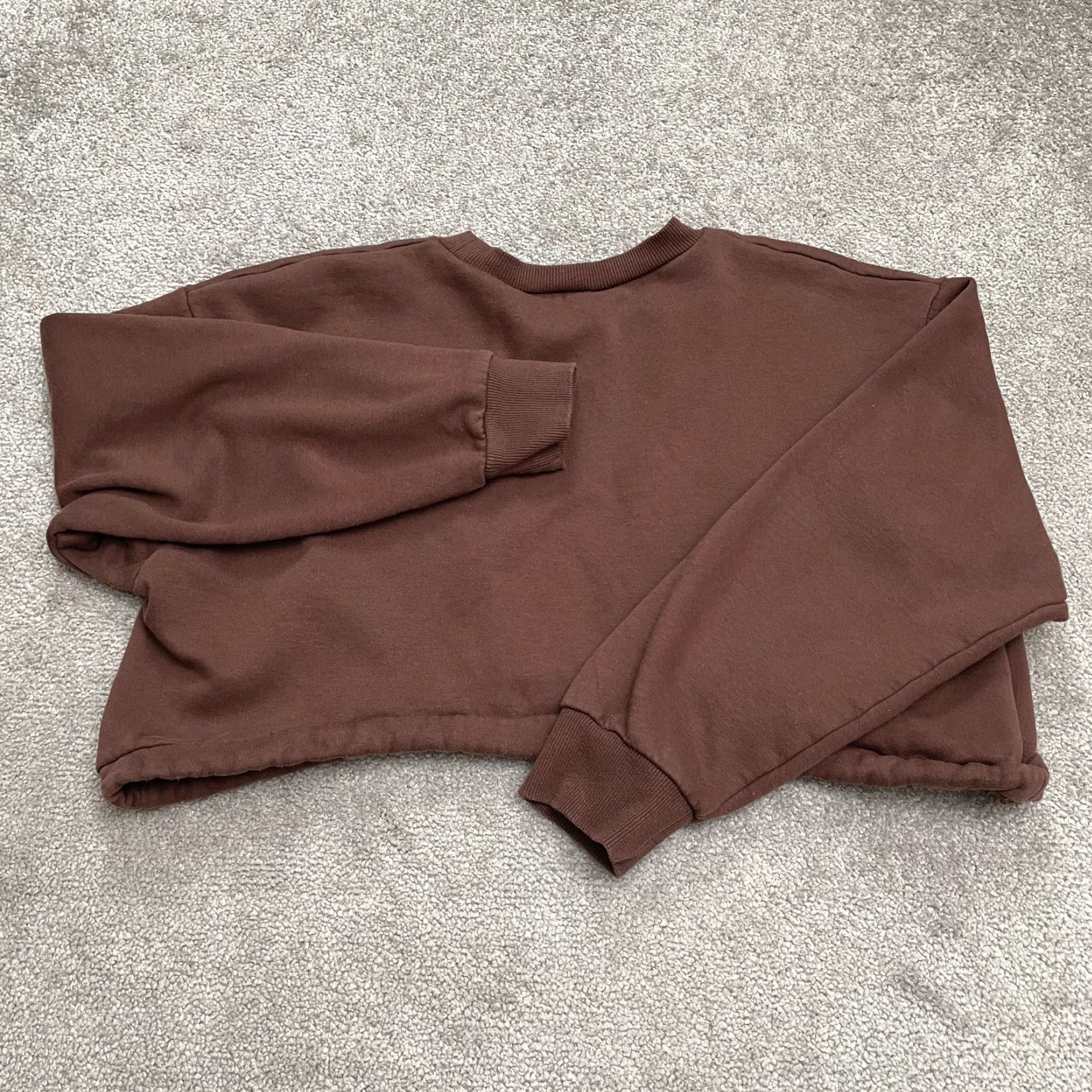 Zara Zara Cropped Drawstring Pullover Sweatshirt Womens Large Brown Fleece Casual Size L / US 10 / IT 46 - 2 Thumbnail