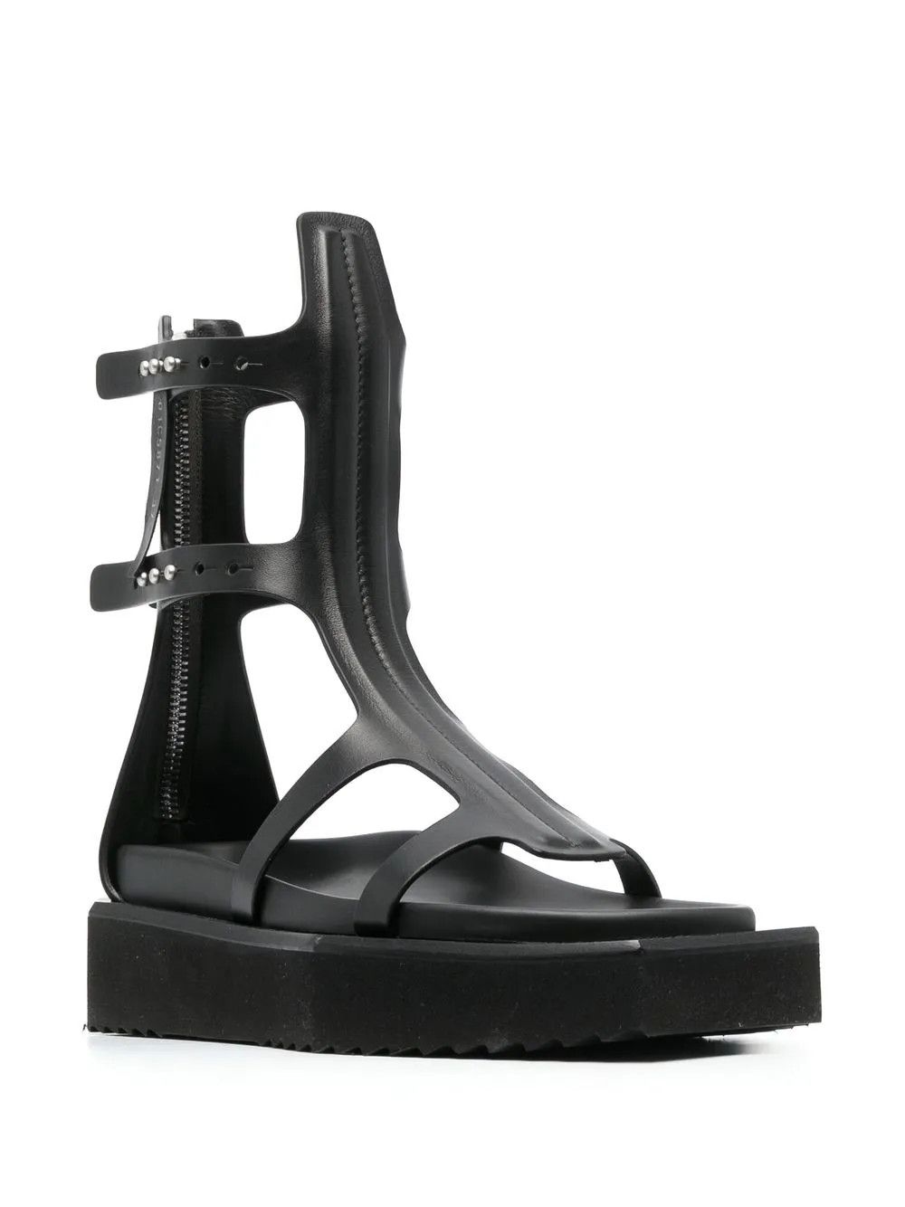 Rick Owens o1y0126 Leather Gladiator Sandals in Black Size US 7 / IT 37 - 2 Thumbnail