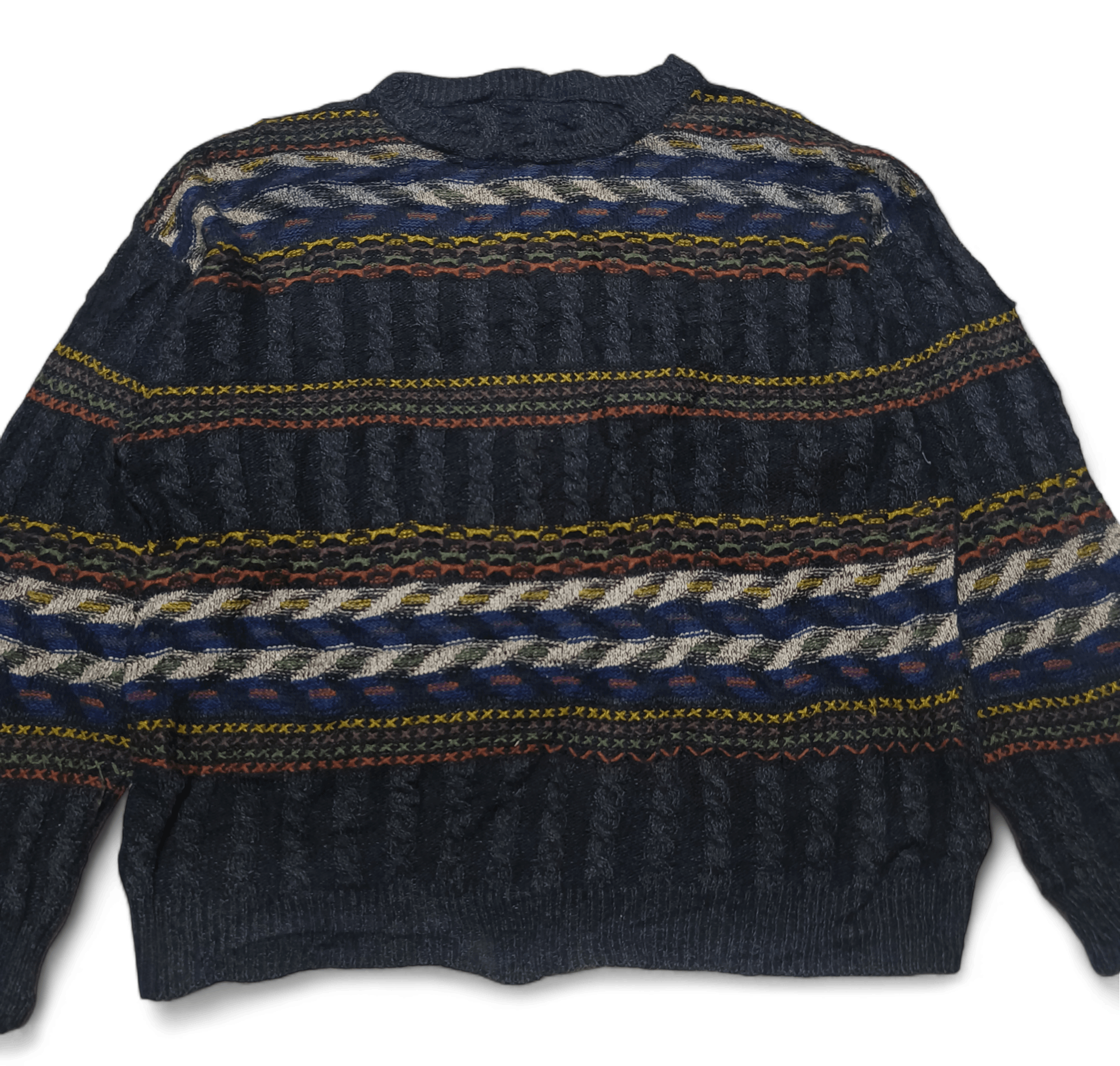 Other Vintage 80s Ethnic Abstract Motifs Cable Knit Sweater Size US M / EU 48-50 / 2 - 2 Thumbnail