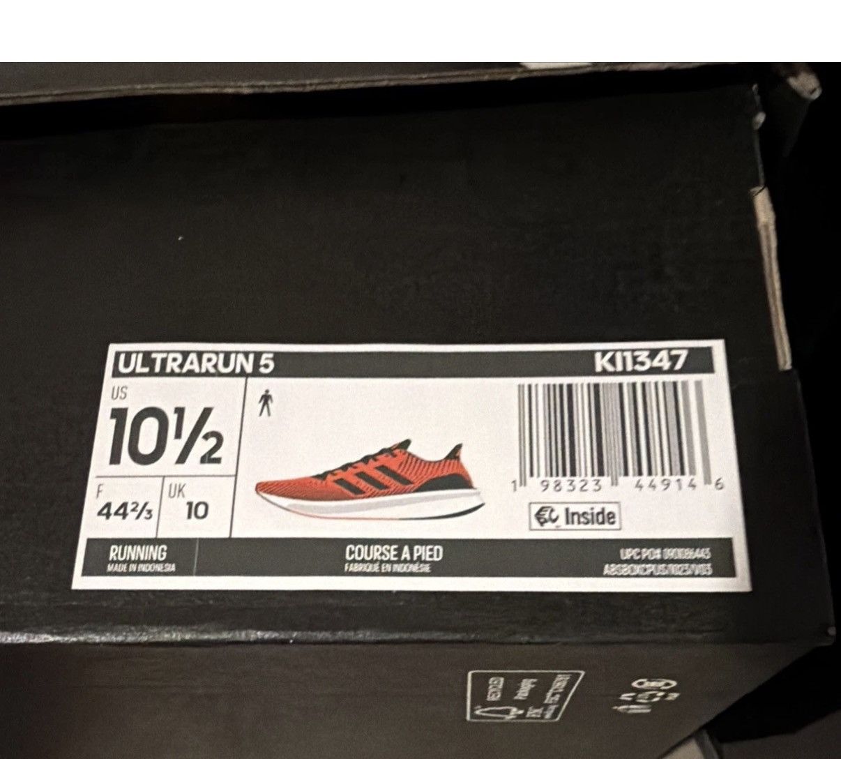 Adidas Size 10.5- Adidas Ultrarun 5 Lucid Red Black White Size US 10.5 / EU 43-44 - 2 Thumbnail
