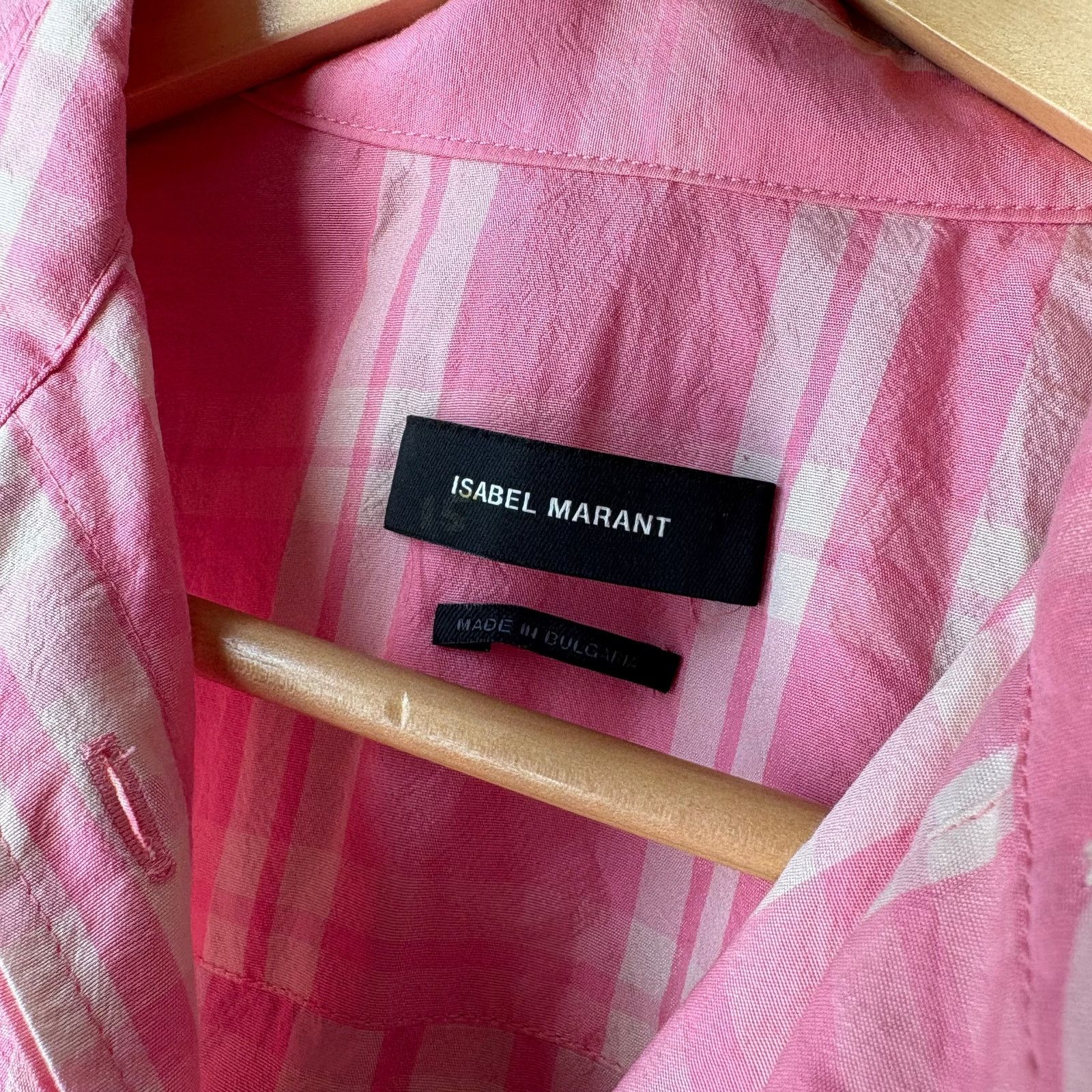 Isabel Marant Isabel Marant Emily Pink Plaid Pleated Button Up Top Sz 36/S Size S / US 4 / IT 40 - 4 Thumbnail