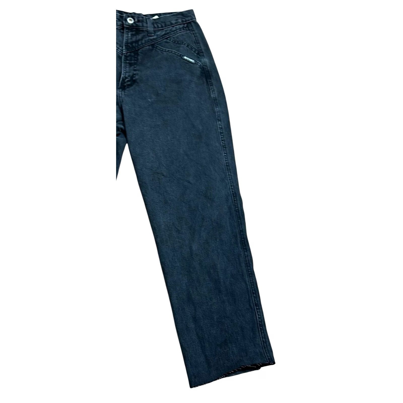 Vintage VINTAGE Rockies Black Denim Jeans Women 29x28 Western Straight 5-Pocket 100% Cotton Montana Rockies 90s Cowboy Theme Mens Womens Girls Boys Size 29" - 3 Thumbnail