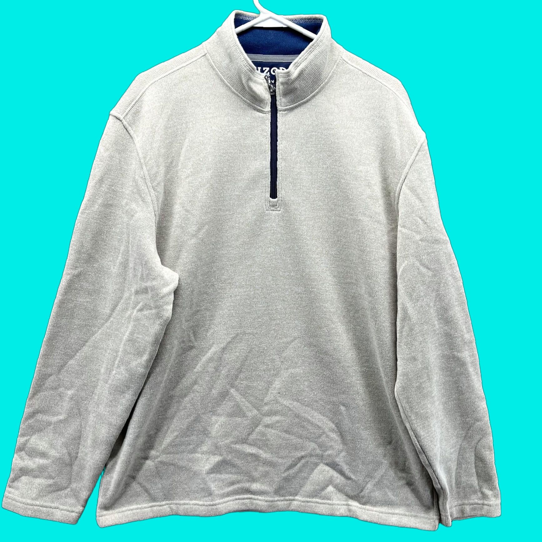 Izod IZOD Sweatshirt Mens L Beige 1/4 Zip Fleece Pullover Size US L / EU 52-54 / 3 - 1 Thumbnail