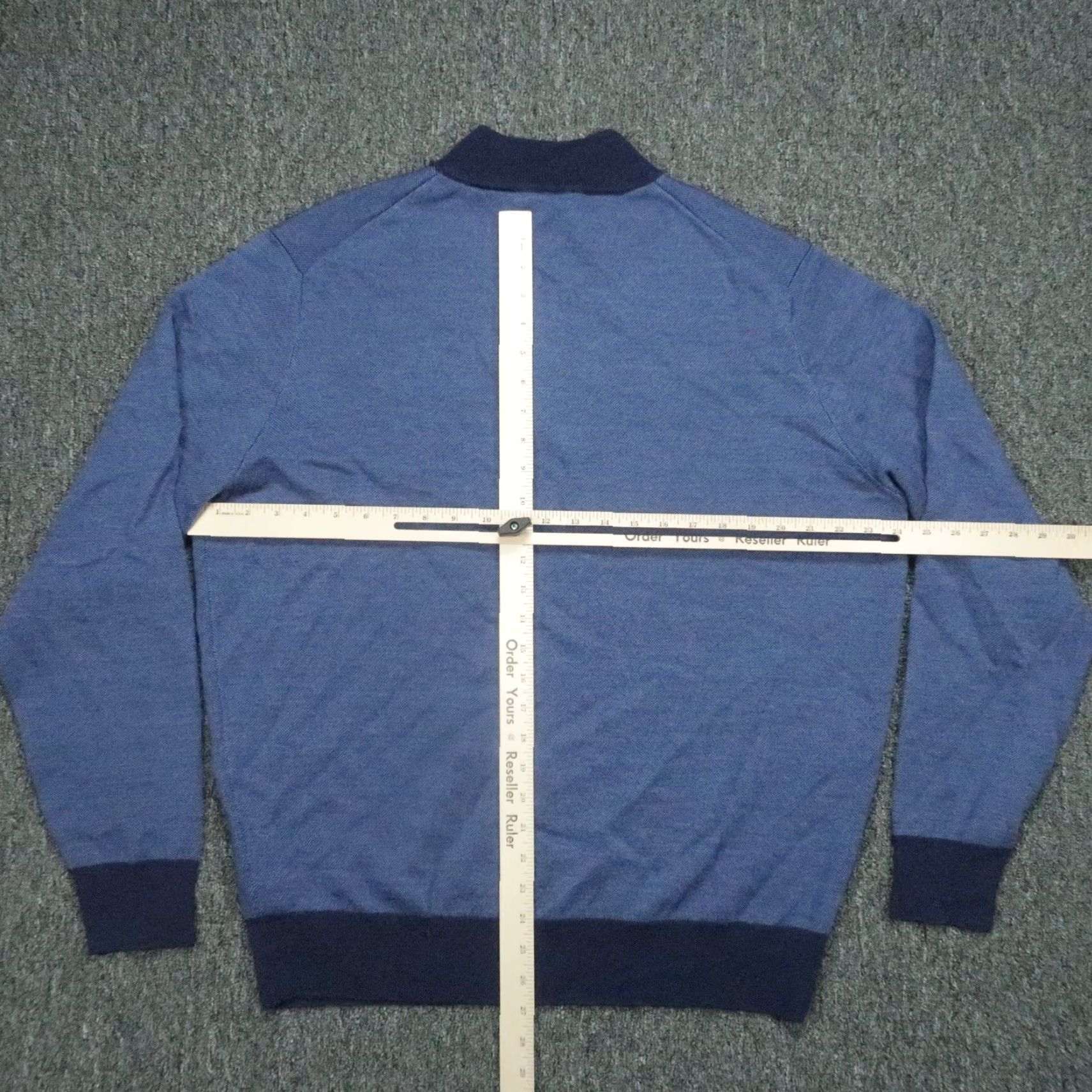 Peter Millar Peter Millar Sweater Mens XL Blue Wool Birdseye 1/4 Zip Pullover Carded Placket Regular Knit Mock Neck Crew neck? Size US XL / EU 56 / 4 - 6 Thumbnail