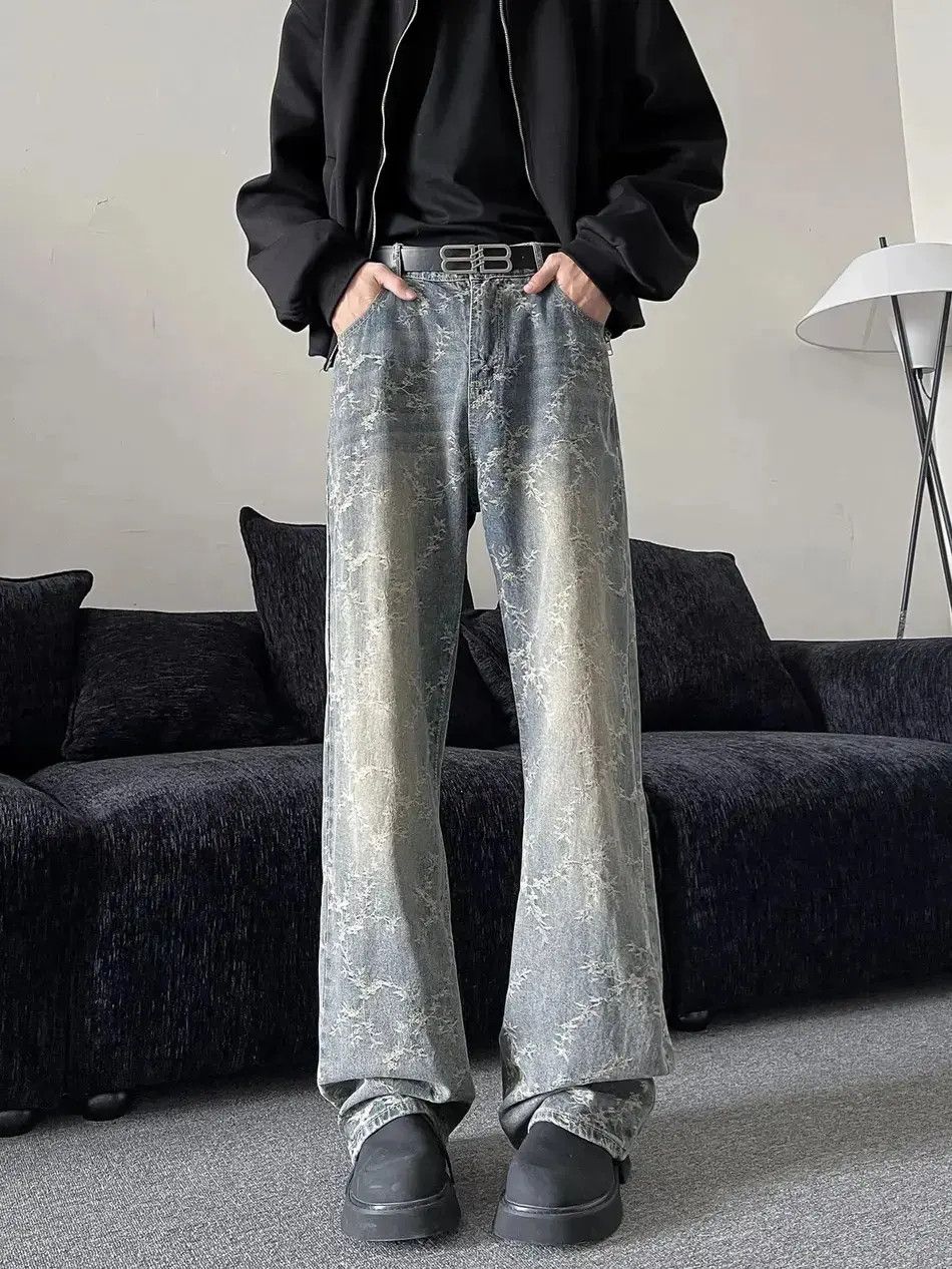 Japanese Brand Retro loose jacquard casual jeans Size US 32 / EU 48 - 2 Thumbnail