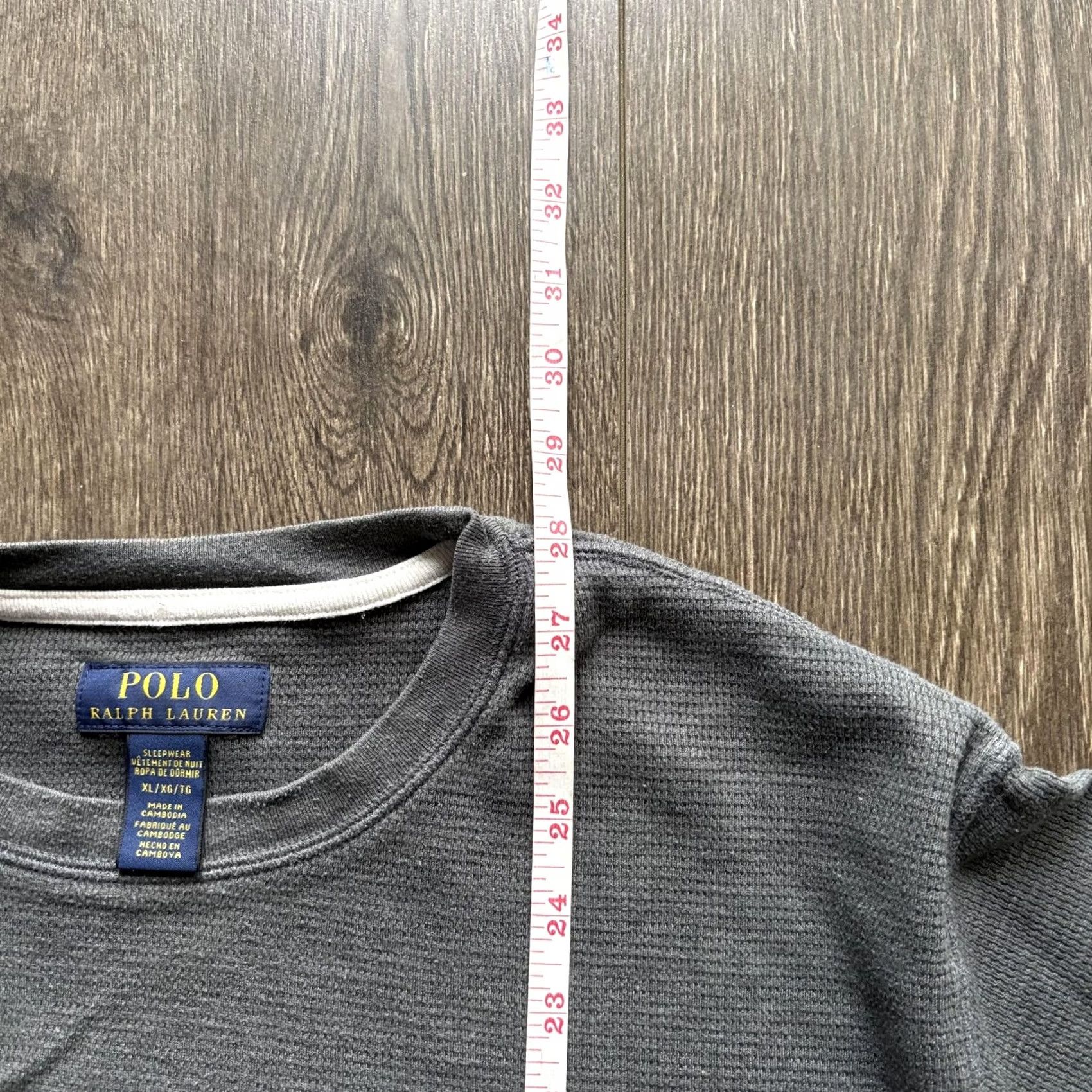 Polo Ralph Lauren VINTAGE Polo Ralph Lauren Thermal Shirt Mens XL Grey Waffle Knit Crew Neck Logo Long Sleeve Pajama Top Size US XL / EU 56 / 4 - 8 Thumbnail