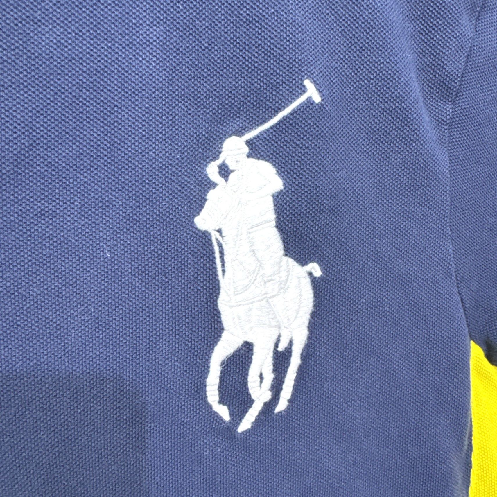 Polo Ralph Lauren VINTAGE Polo Ralph Lauren Men's Polo Shirt Classic Fit Short Sleeve Navy Blue Yellow Big Pony Logo GOLF Casual Size US M / EU 48-50 / 2 - 6 Thumbnail