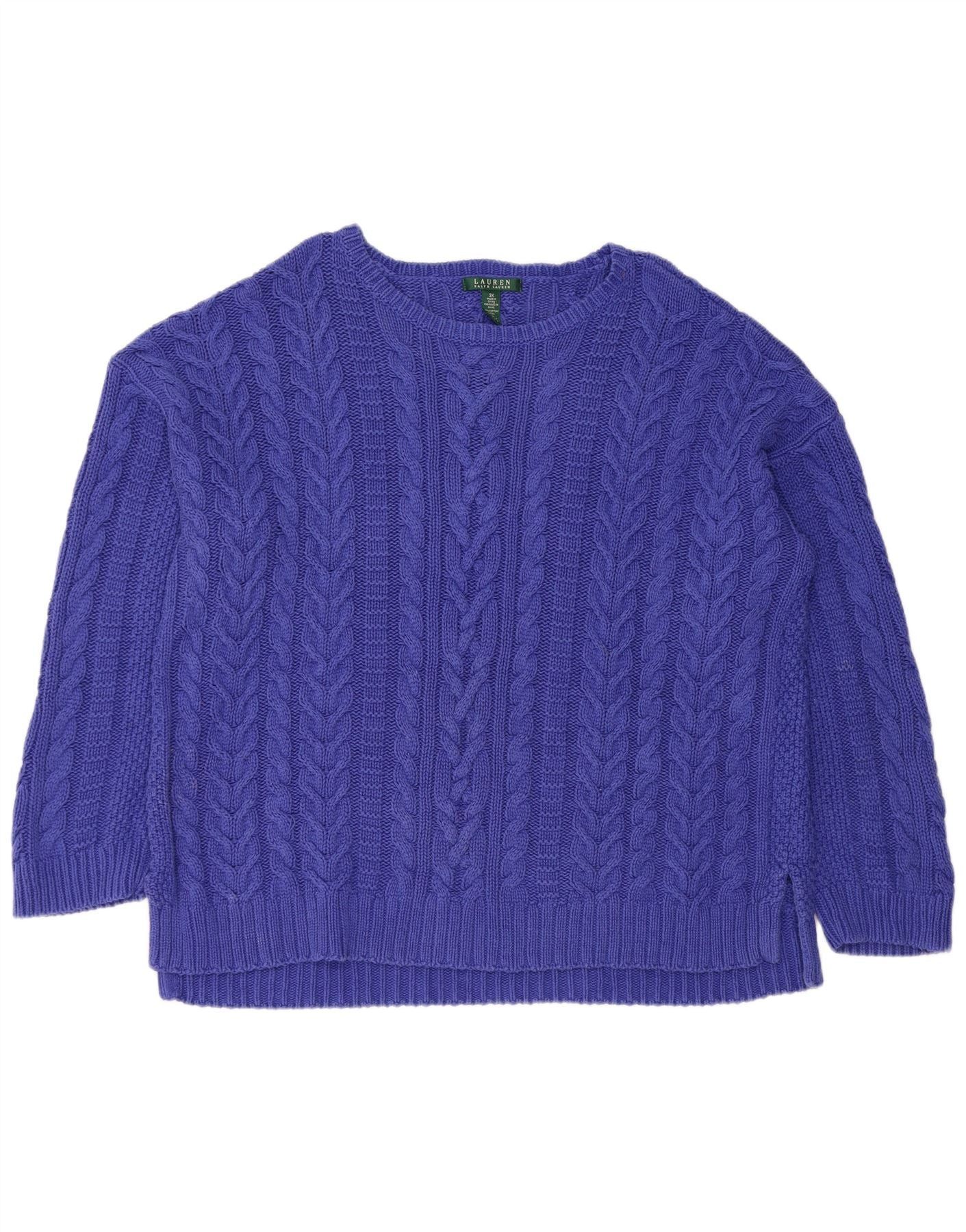 Ralph Lauren Womens Boat Neck Jumper Sweater UK 22 3XL Blue Cotton Size XXL / US 16-18 / IT 52-54 - 1 Thumbnail