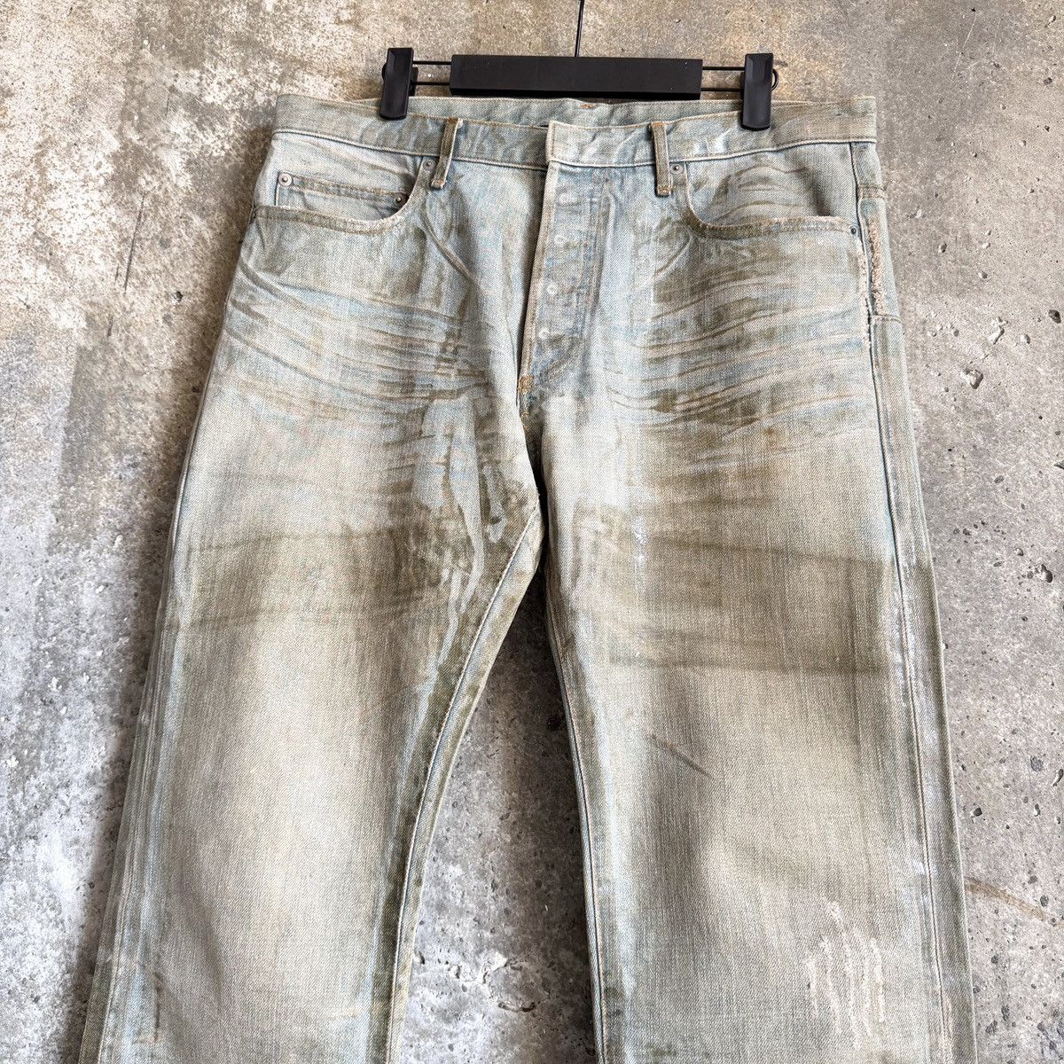 Dior × Hedi Slimane Dior SS04 “STRIP” Clawmark Bleu Claire Waxed Denim By Hedi Size US 34 / EU 50 - 4 Thumbnail