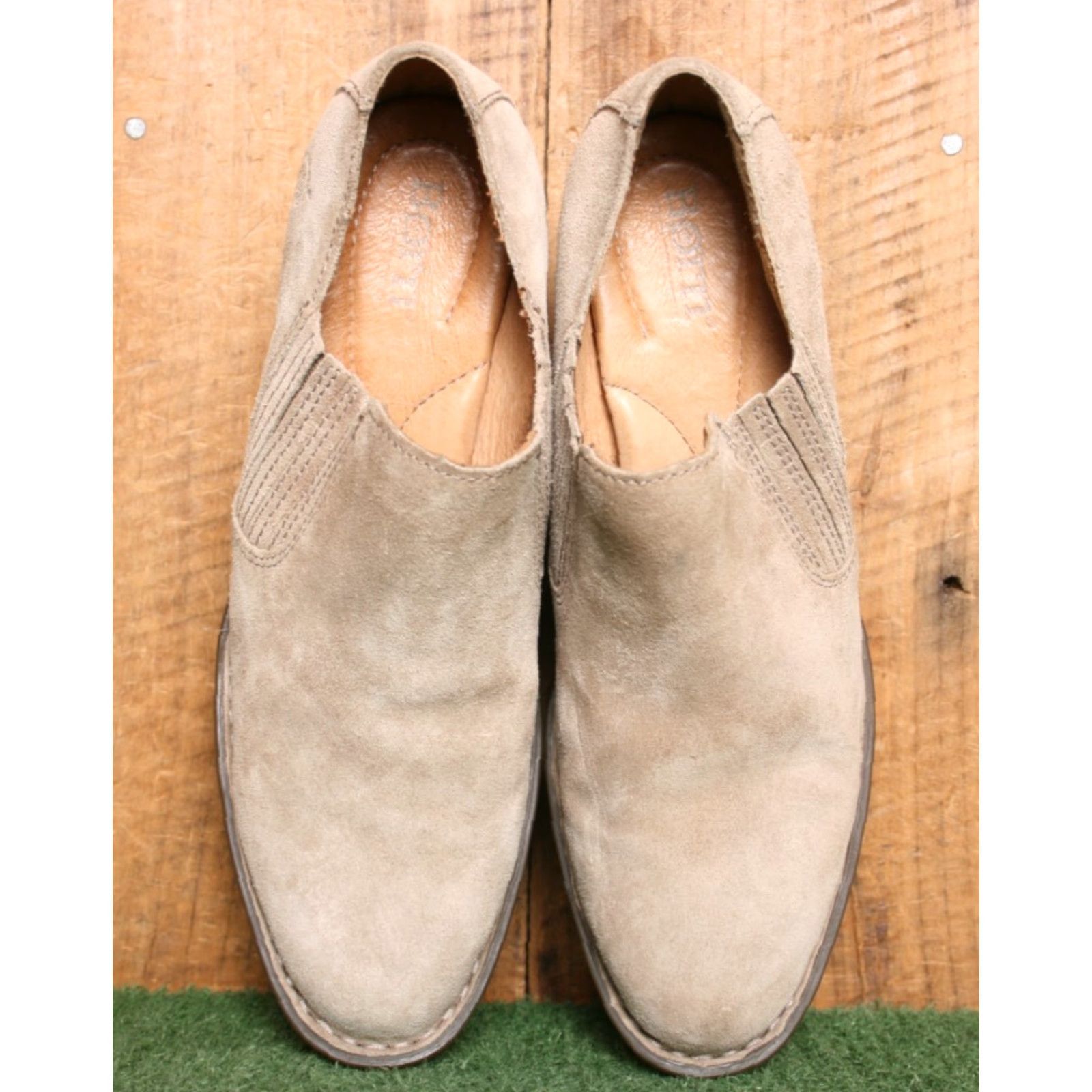 Born Børn Fredrika Taupe Suede 2.75" Wrapped Heel Bootie Sz. 7.5 M Womens Leather Upper Mid Heel Size US 8 / IT 38 - 5 Thumbnail